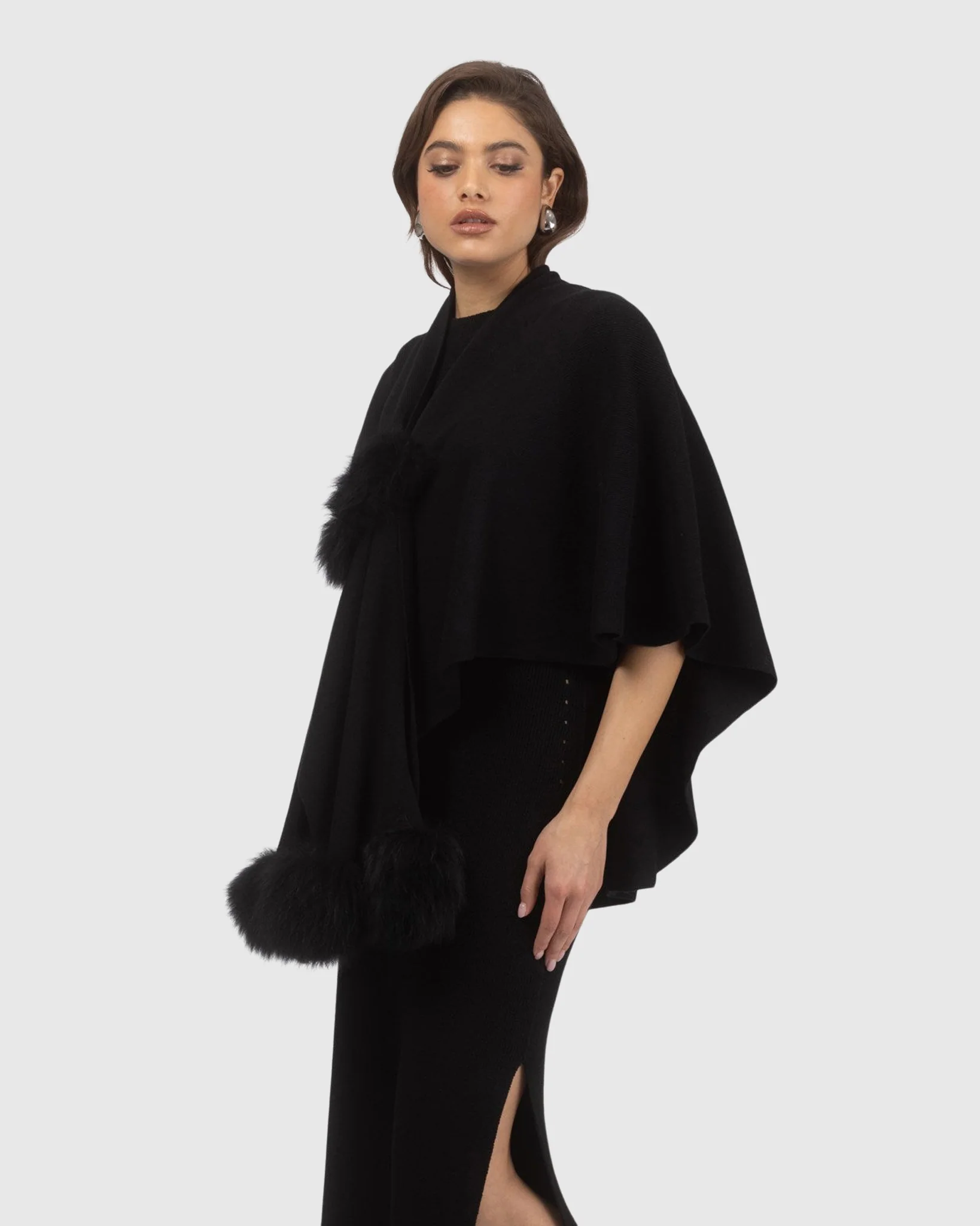 Select Wool Capelet With Select Lamb Poms - Image 11