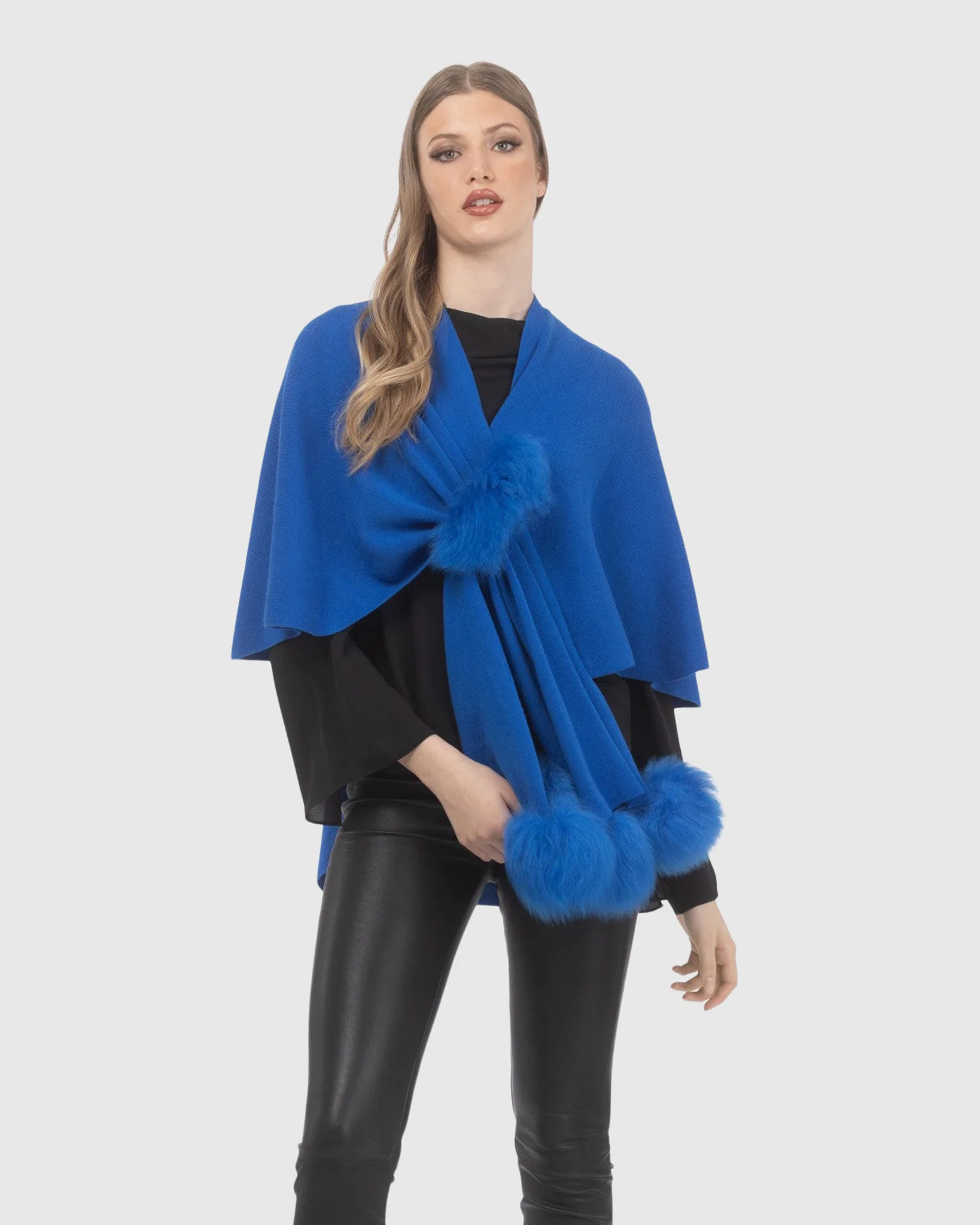Select Wool Capelet With Select Lamb Poms - Image 23