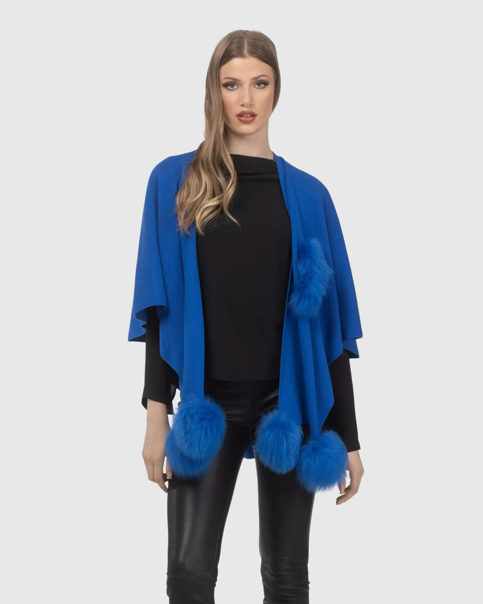 Select Wool Capelet With Select Lamb Poms - Image 24