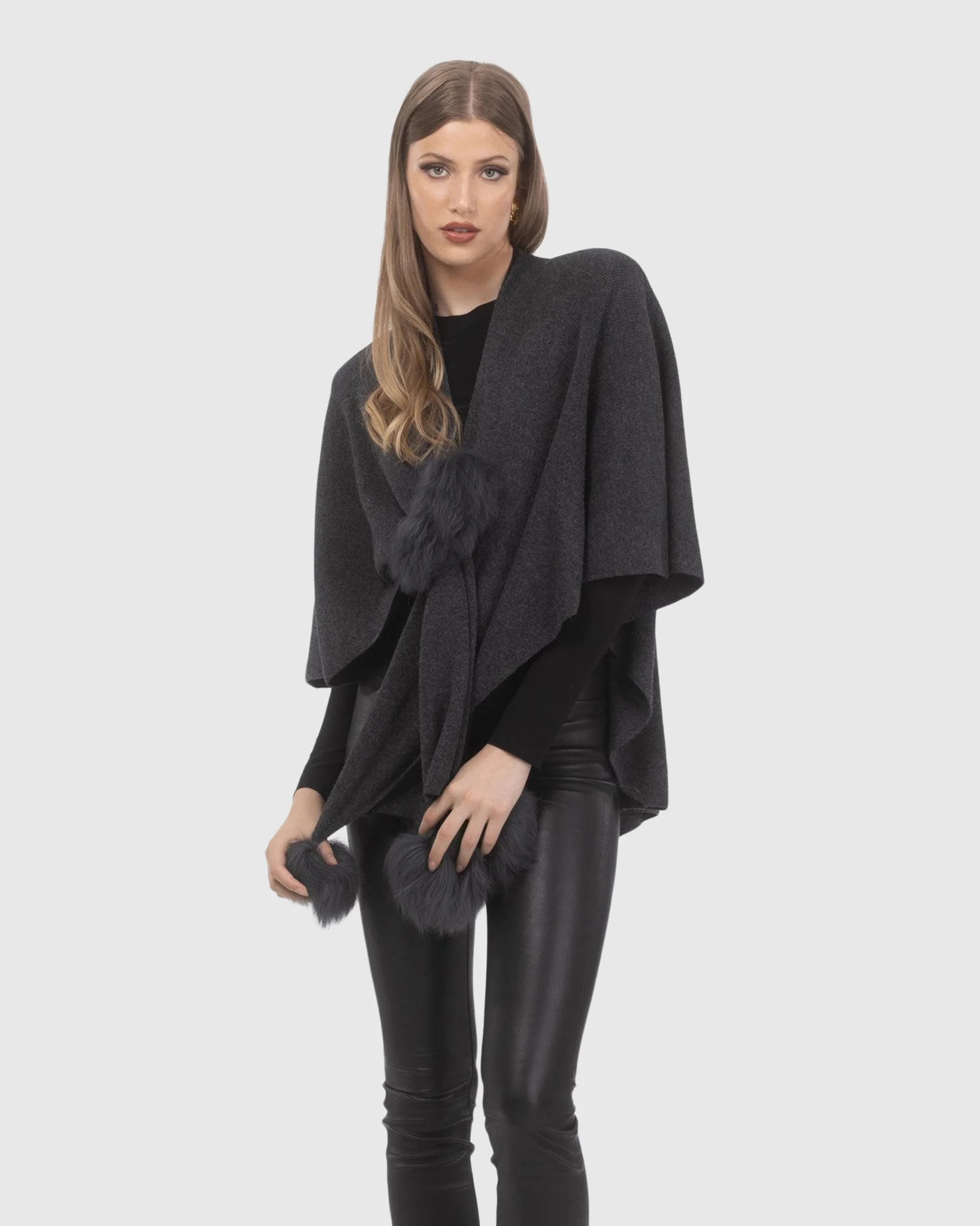 Select Wool Capelet With Select Lamb Poms - Image 33