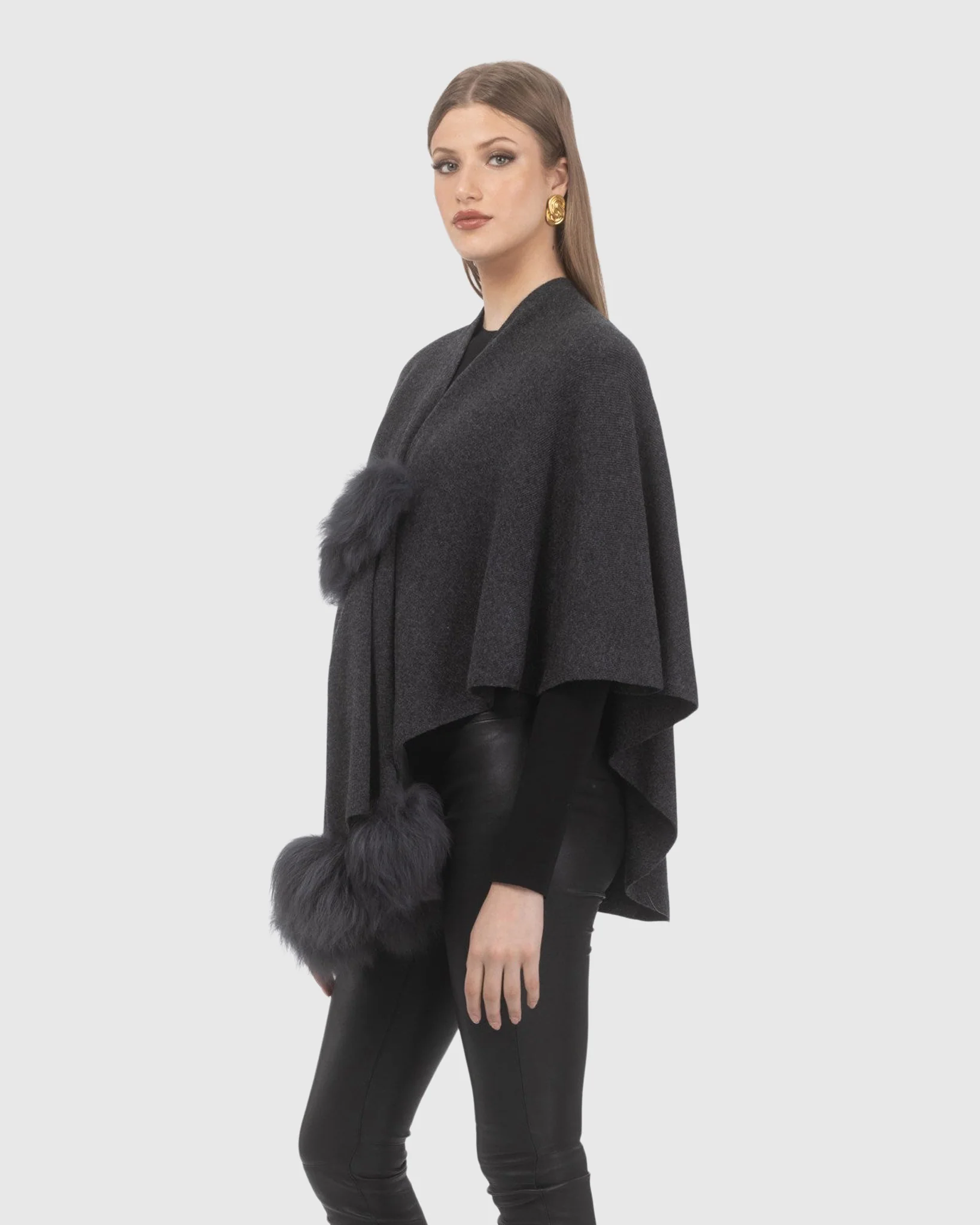 Select Wool Capelet With Select Lamb Poms - Image 34