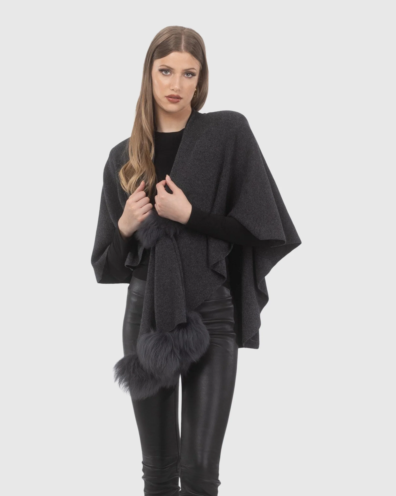Select Wool Capelet With Select Lamb Poms - Image 35