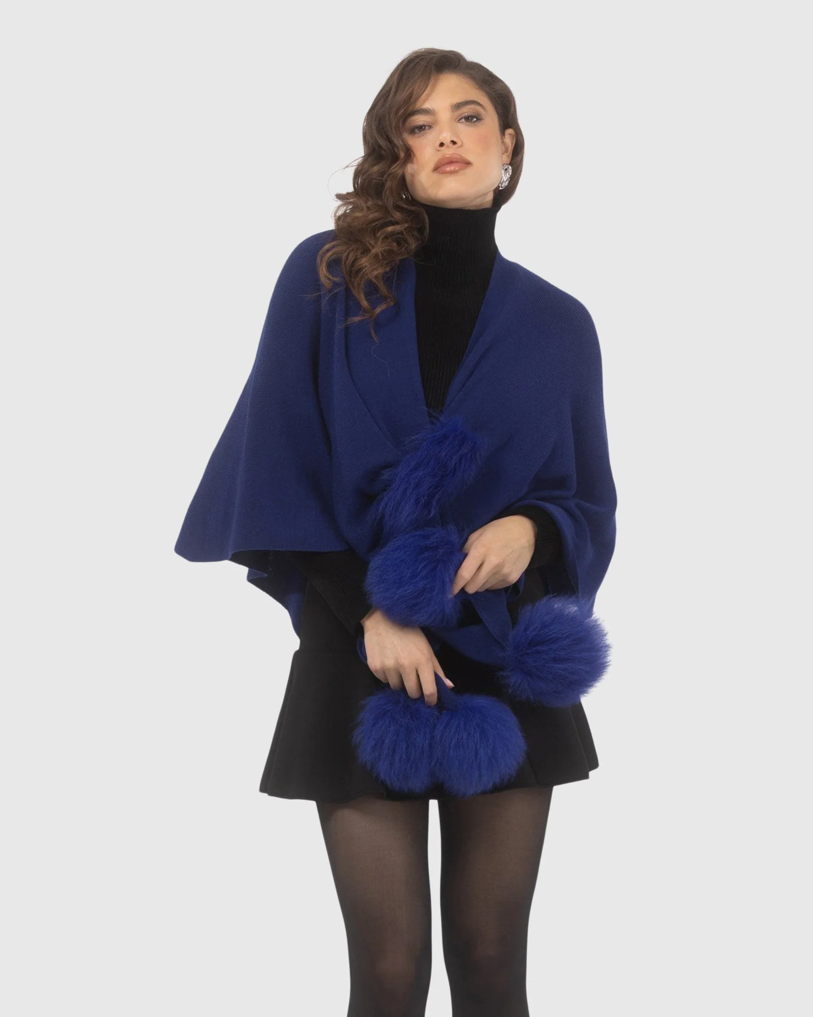 Select Wool Capelet With Select Lamb Poms - Image 39