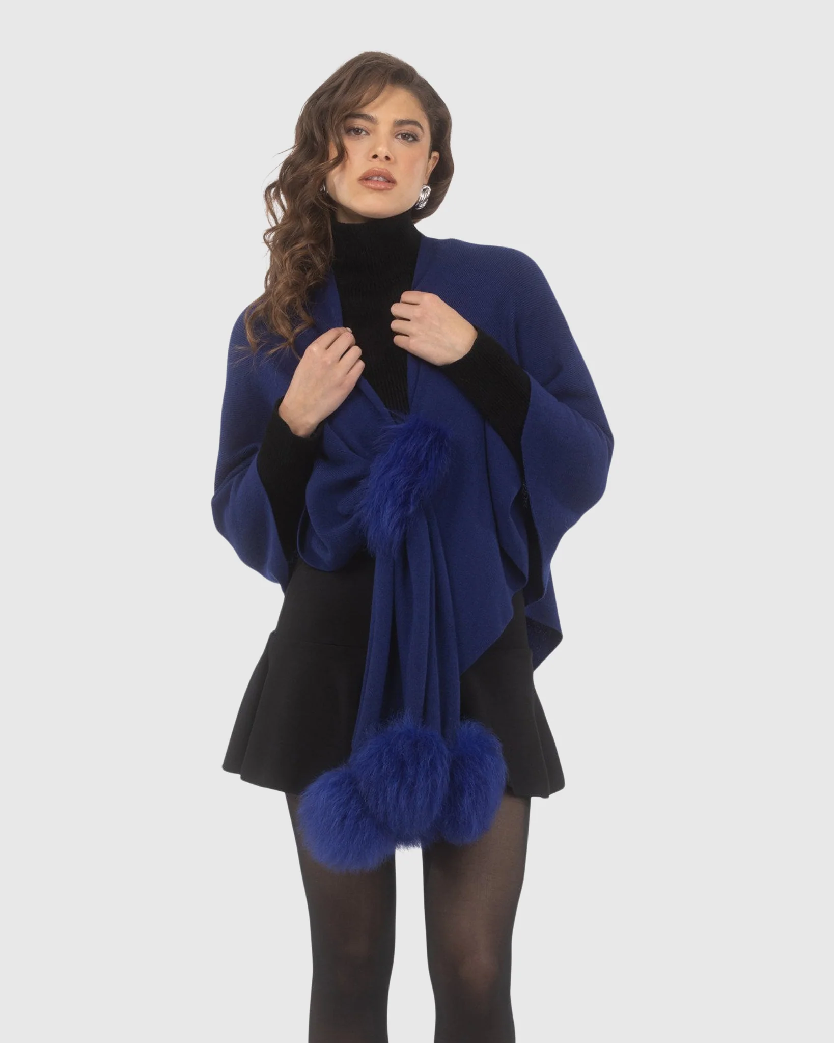 Select Wool Capelet With Select Lamb Poms - Image 40