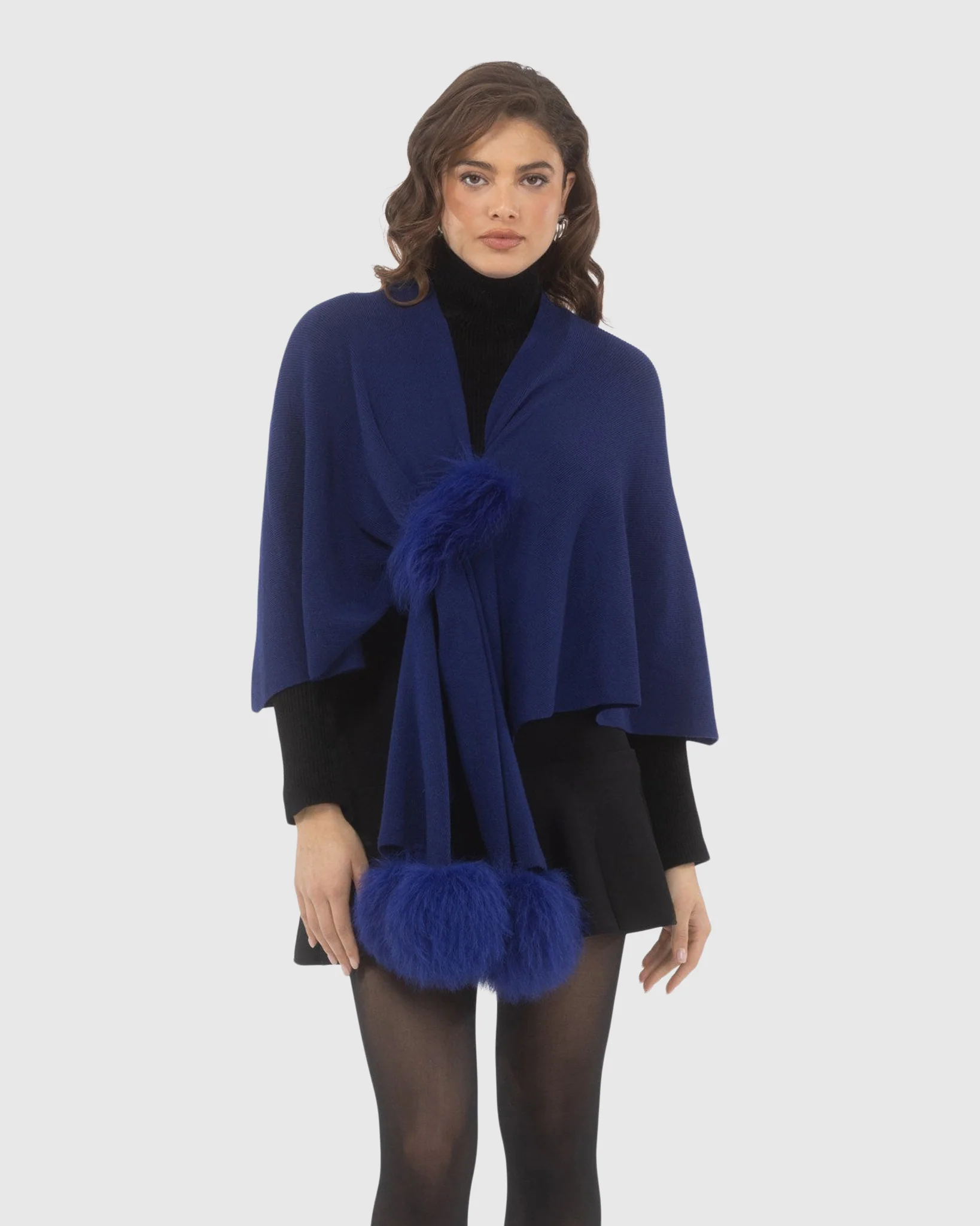 Select Wool Capelet With Select Lamb Poms - Image 41