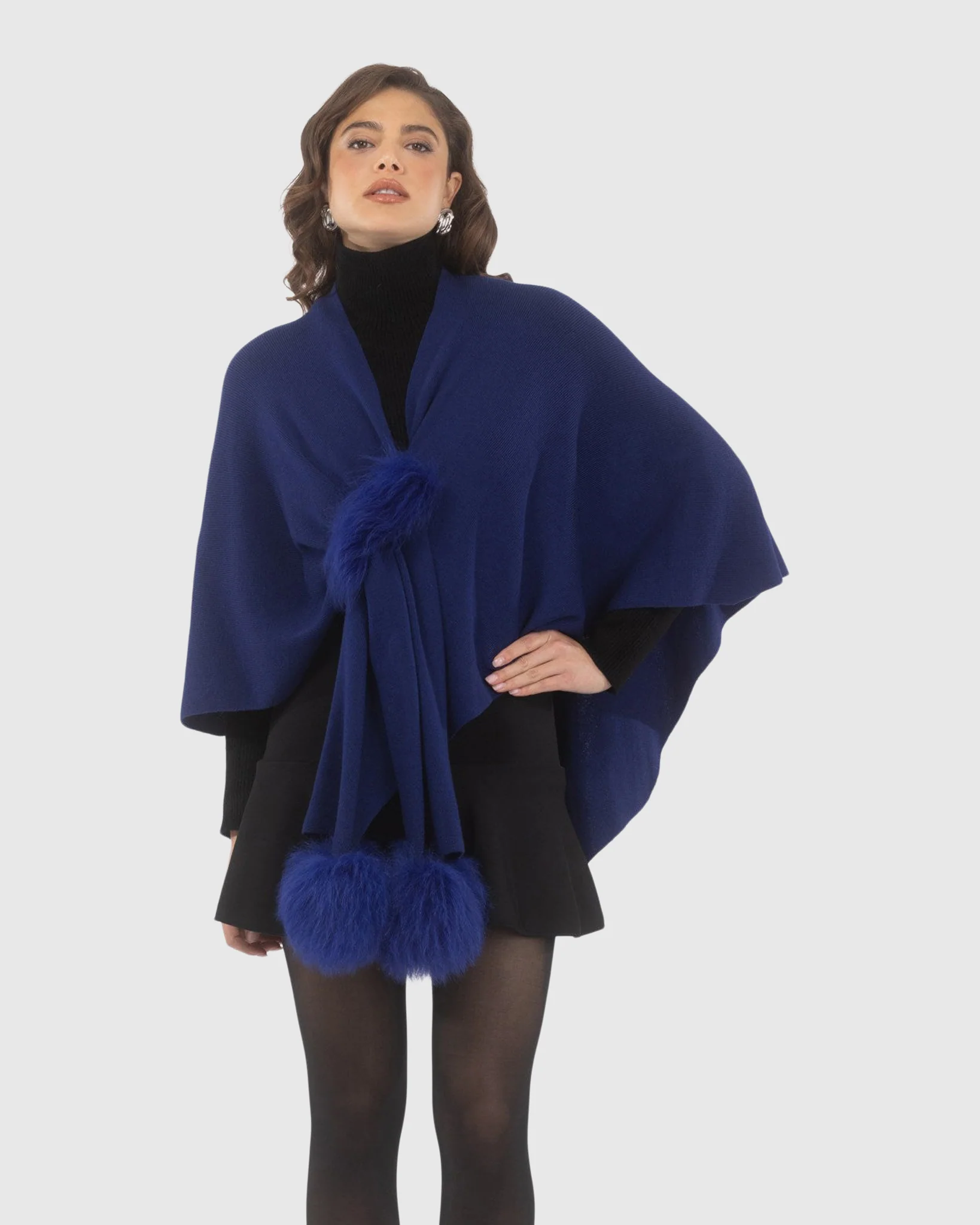 Select Wool Capelet With Select Lamb Poms - Image 42