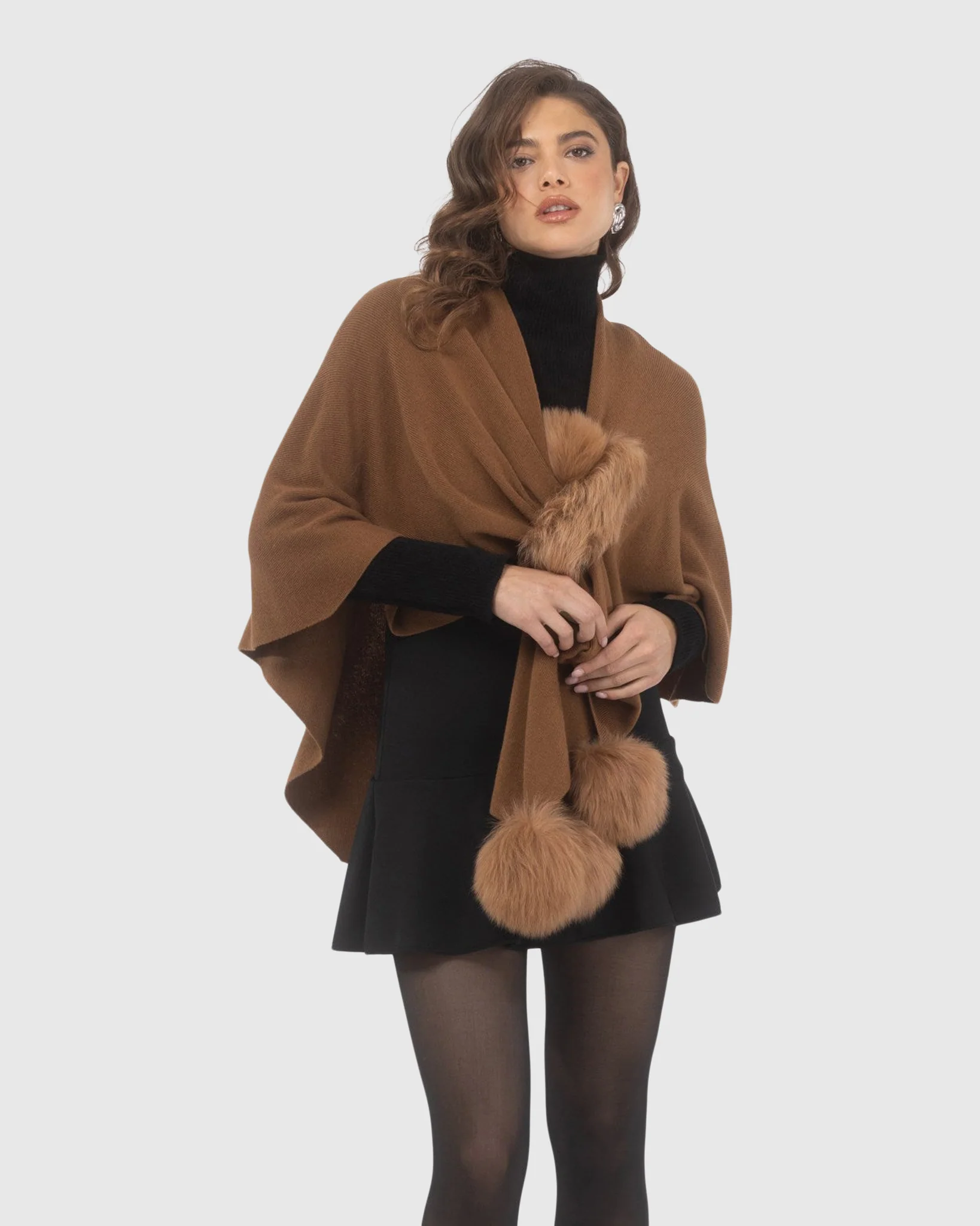 Select Wool Capelet With Select Lamb Poms - Image 45