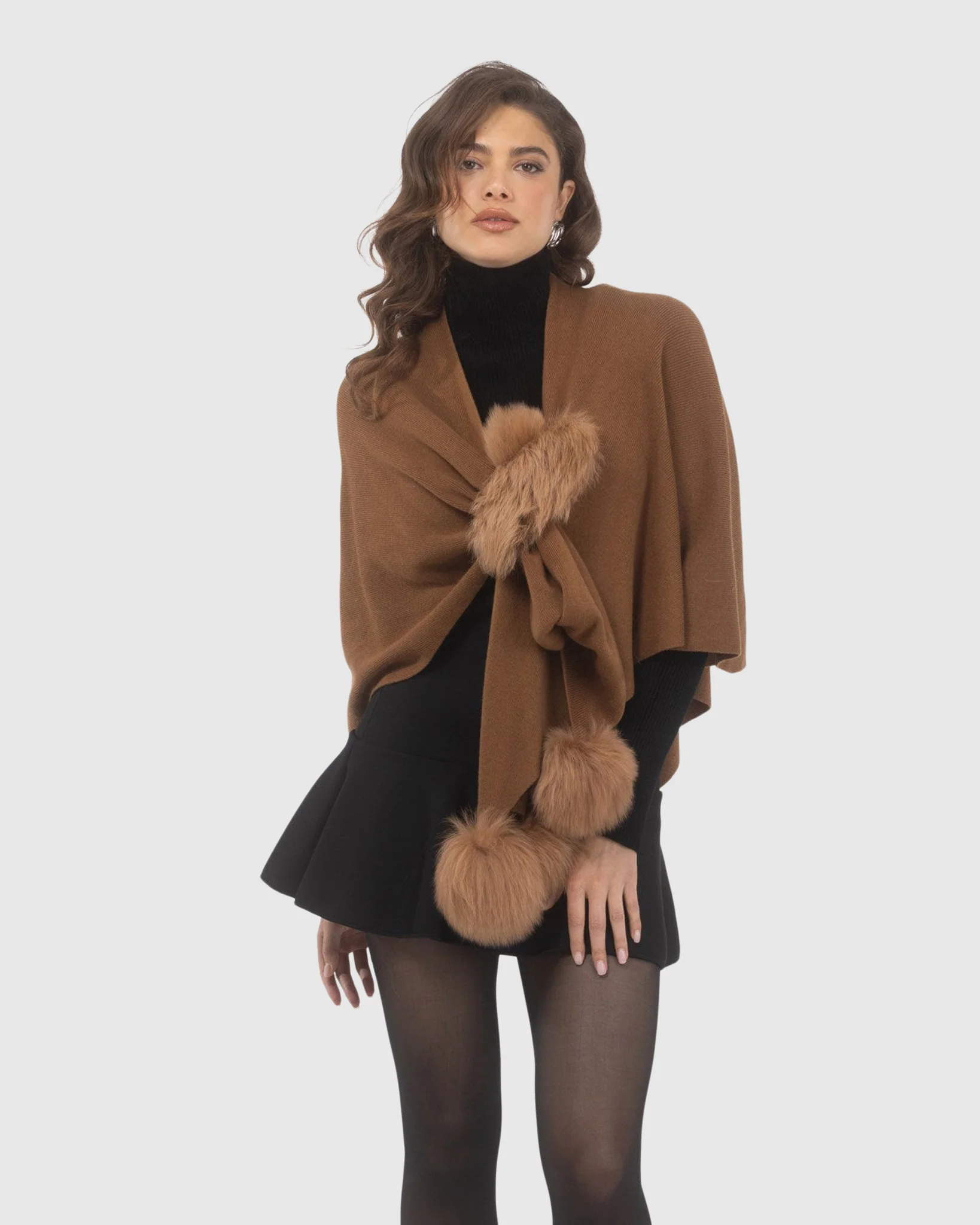 Select Wool Capelet With Select Lamb Poms - Image 46