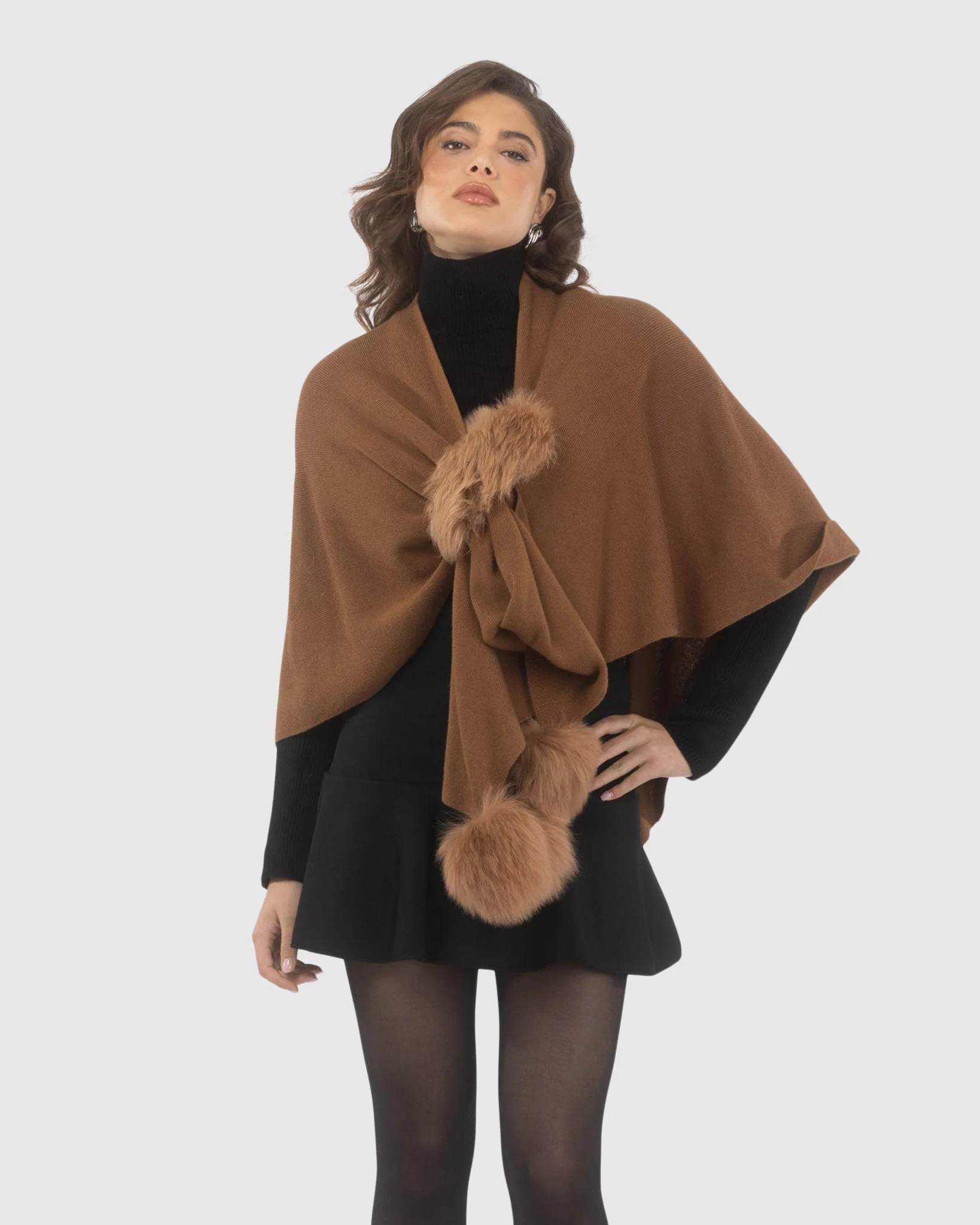 Select Wool Capelet With Select Lamb Poms - Image 47