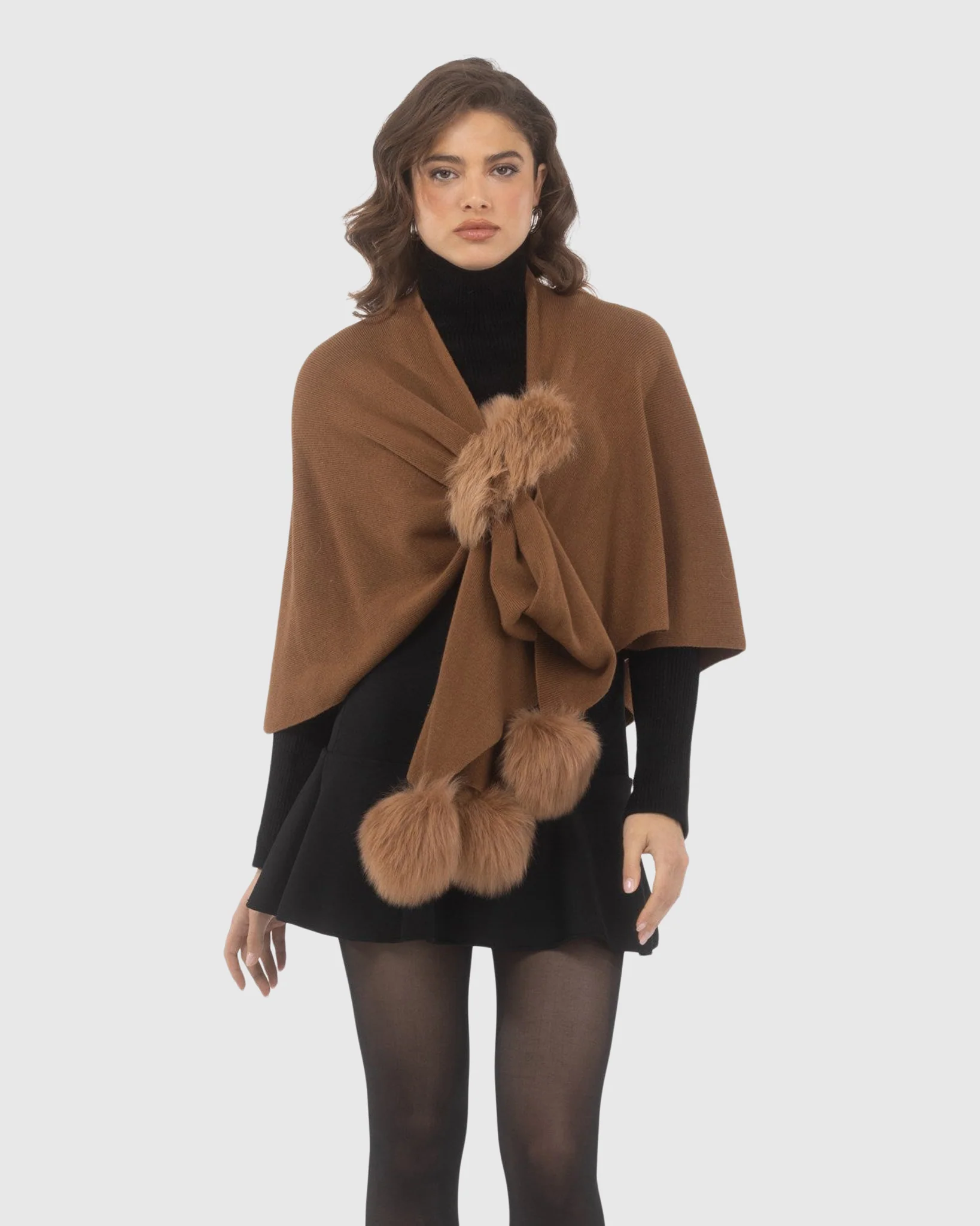 Select Wool Capelet With Select Lamb Poms - Image 48
