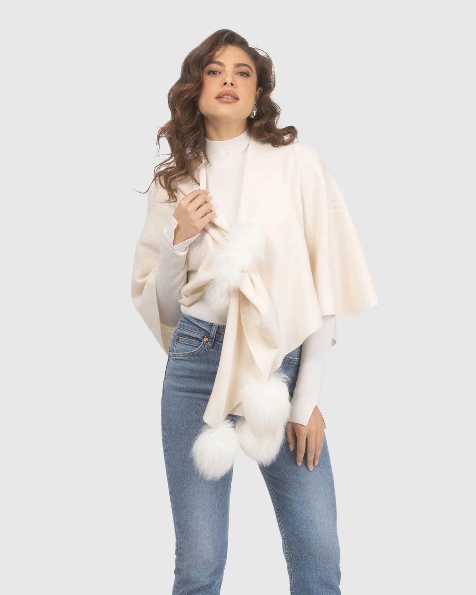 Select Wool Capelet With Select Lamb Poms - Image 52