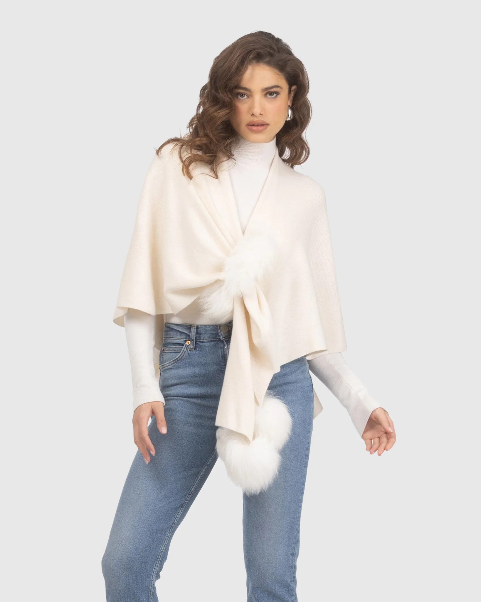 Select Wool Capelet With Select Lamb Poms - Image 53