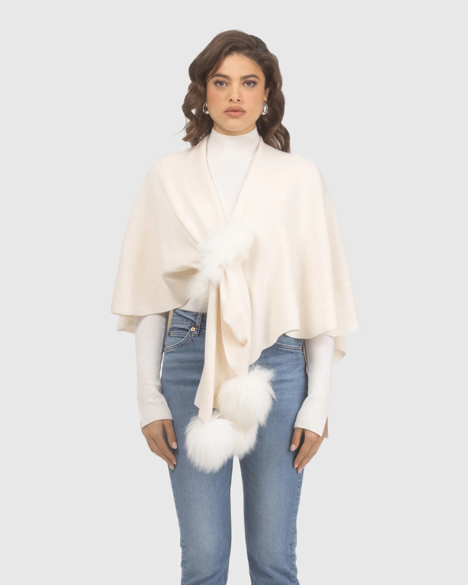 Select Wool Capelet With Select Lamb Poms - Image 54