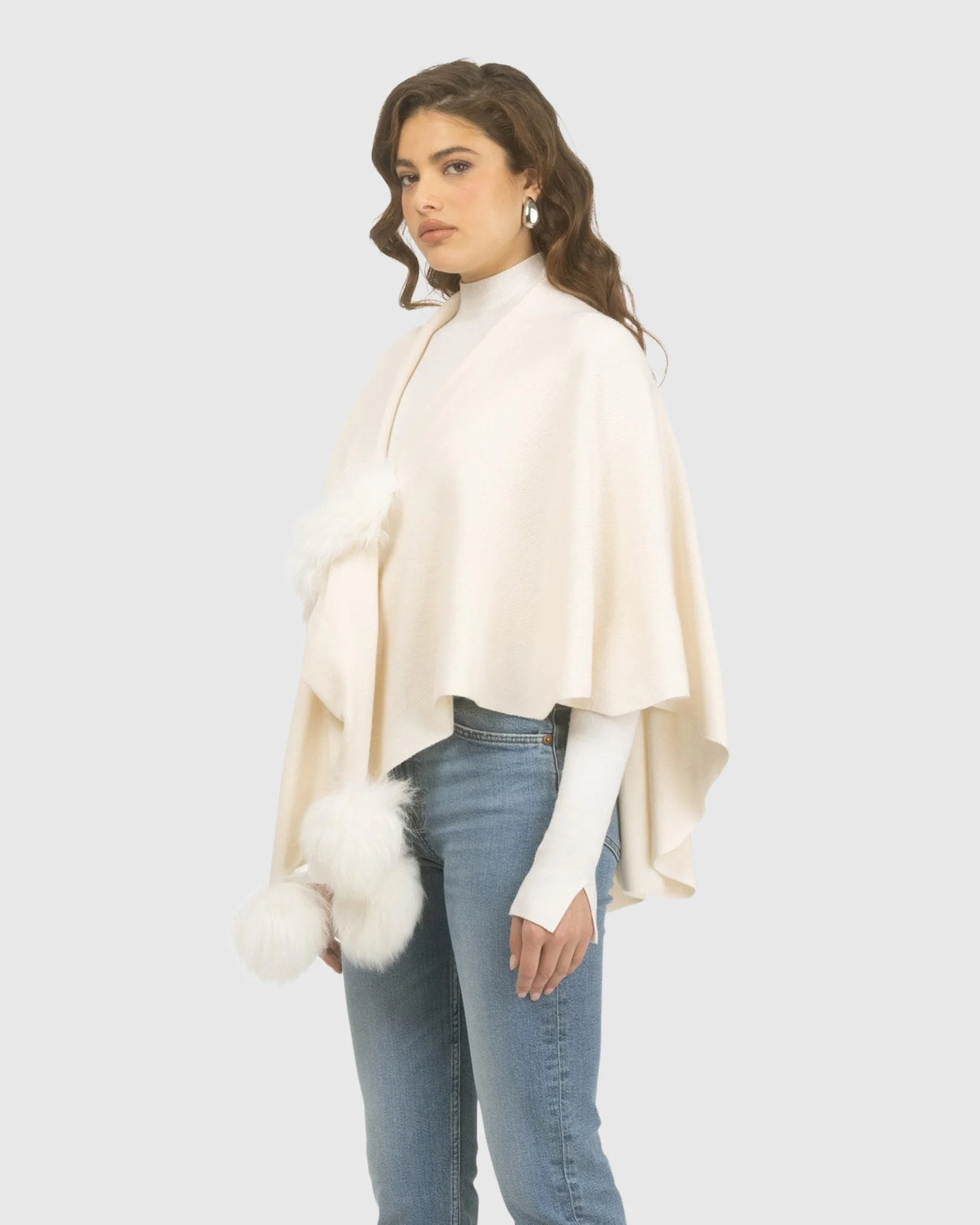 Select Wool Capelet With Select Lamb Poms - Image 55