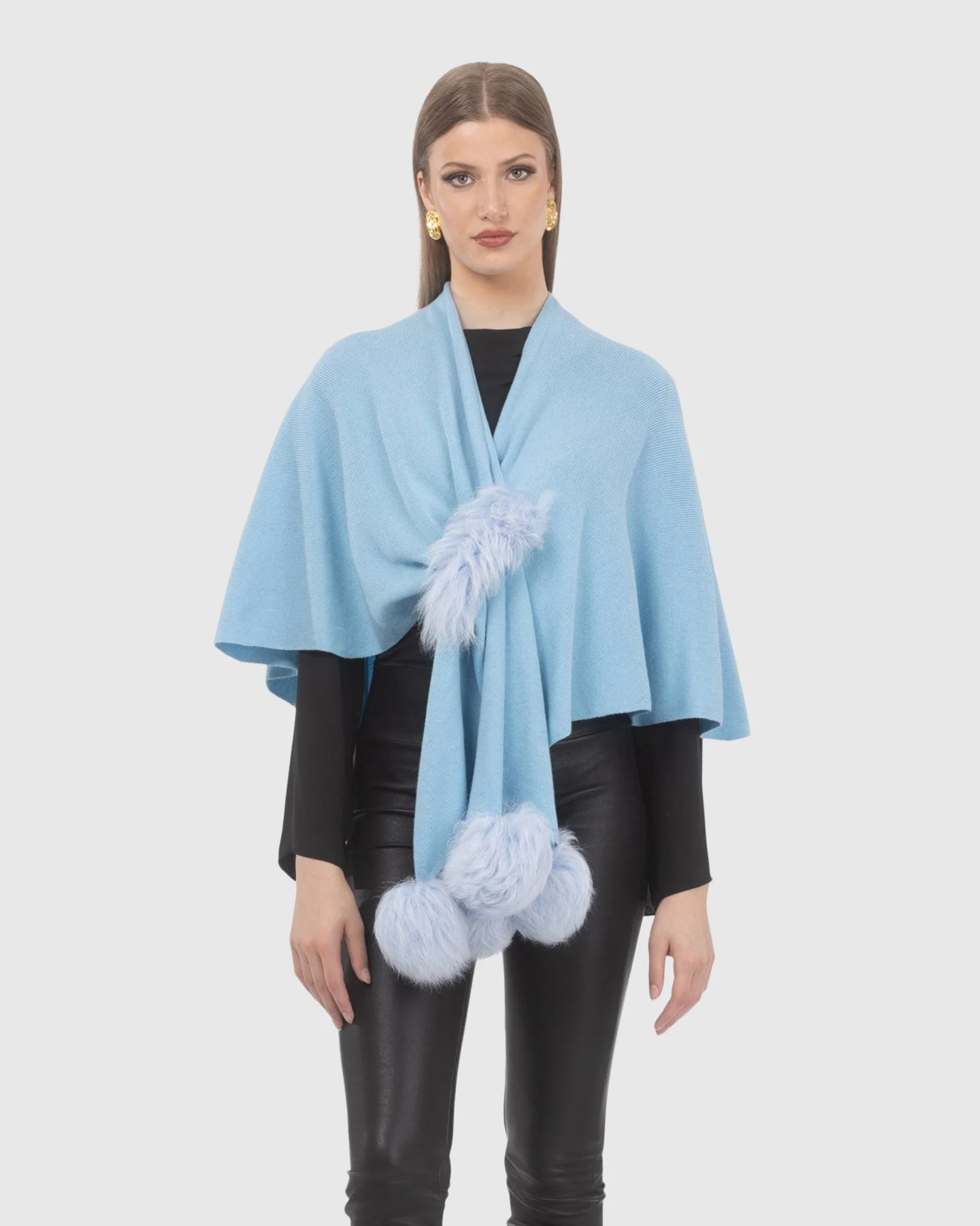 Select Wool Capelet With Select Lamb Poms - Image 59