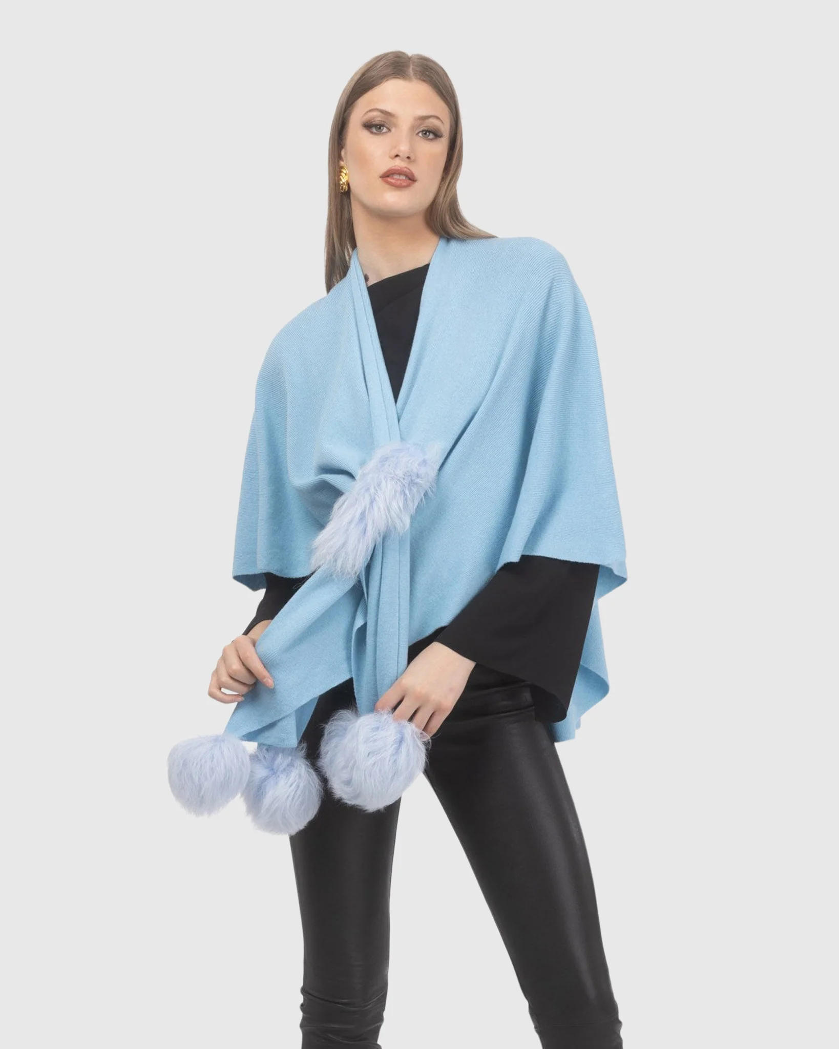 Select Wool Capelet With Select Lamb Poms - Image 60