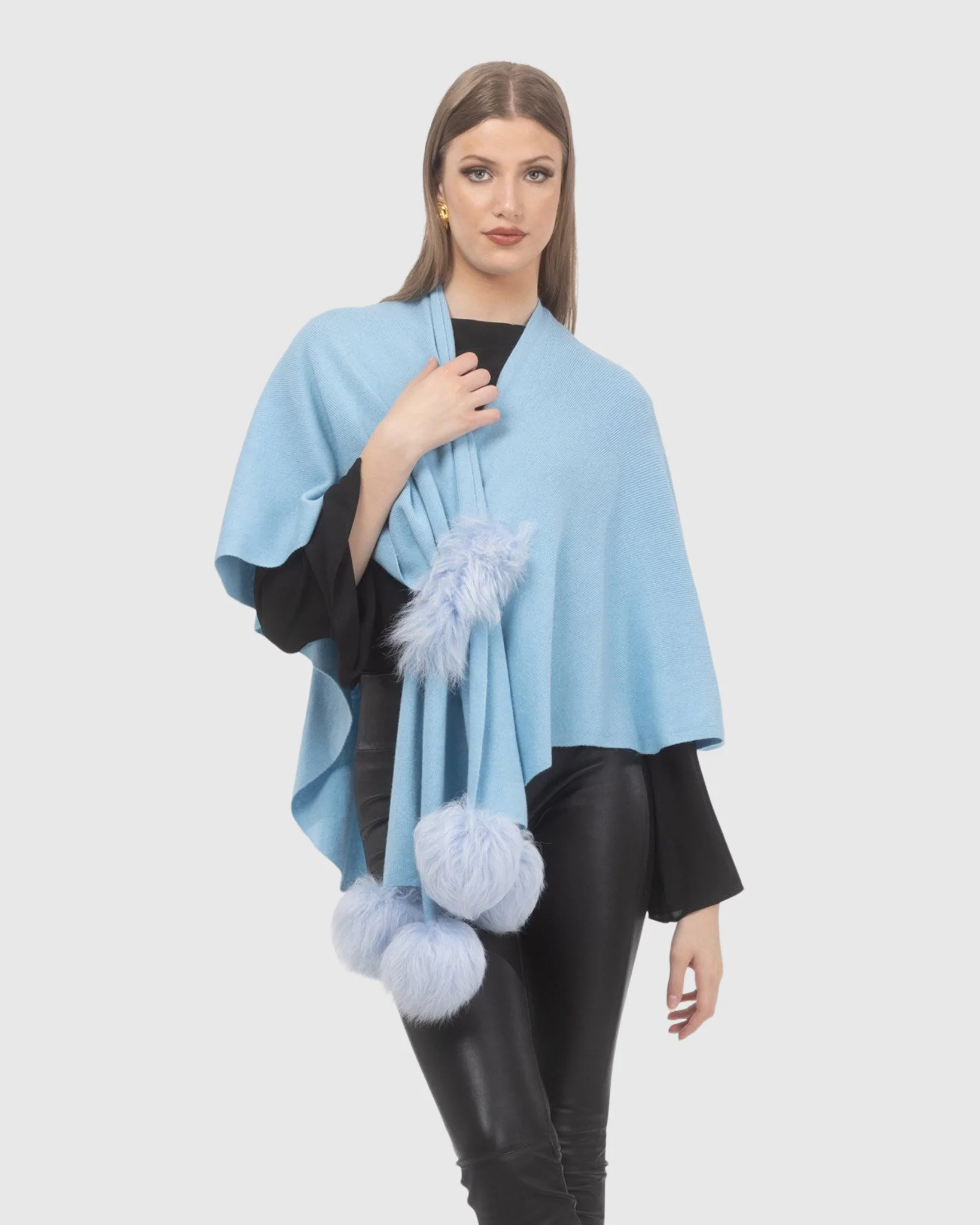 Select Wool Capelet With Select Lamb Poms - Image 61