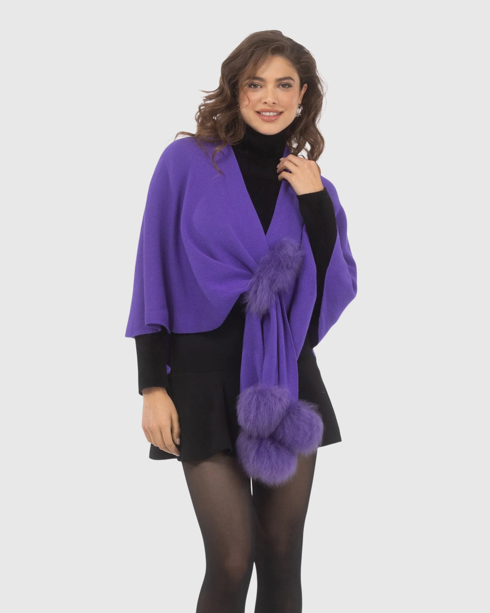 Select Wool Capelet With Select Lamb Poms - Image 72