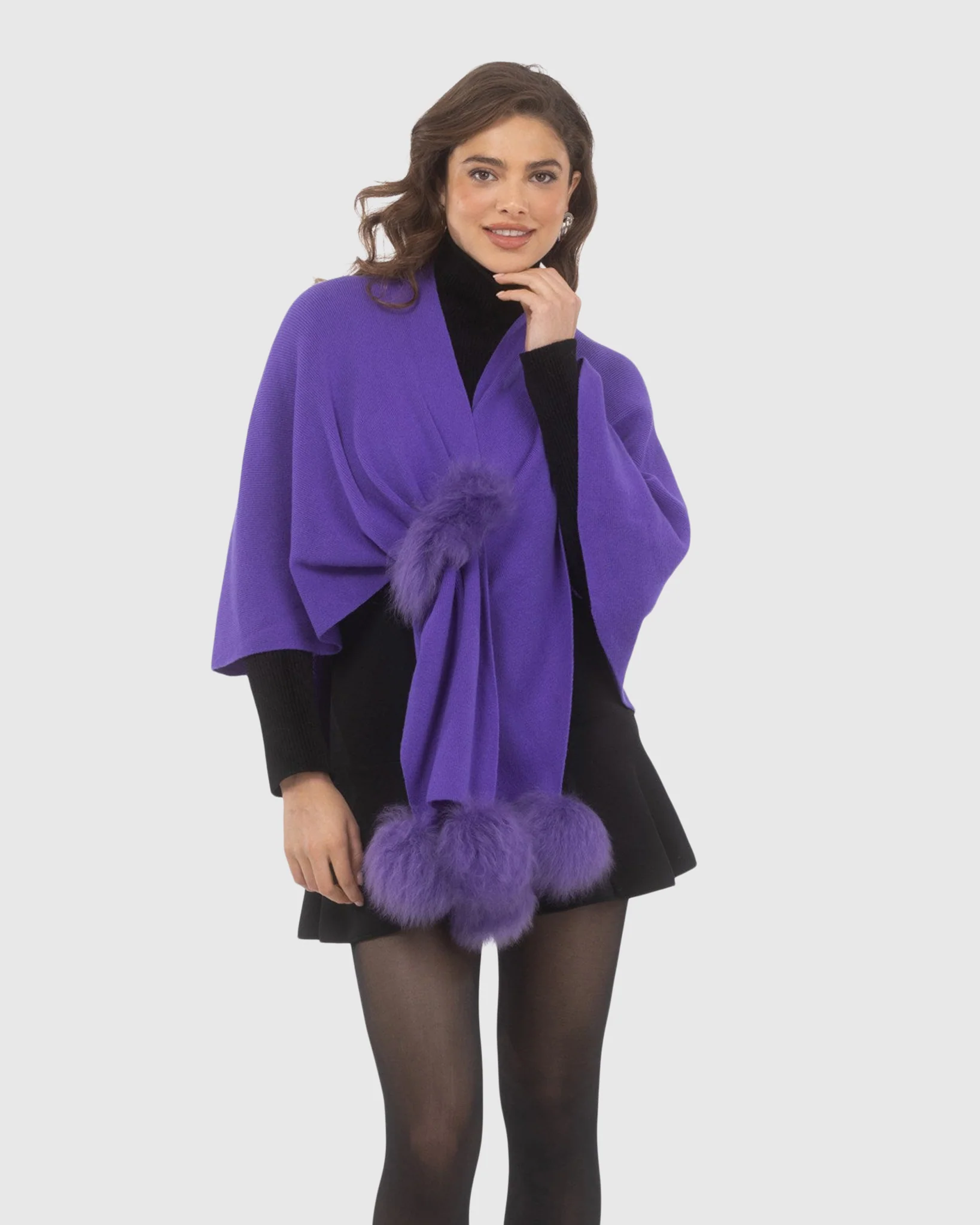 Select Wool Capelet With Select Lamb Poms - Image 73