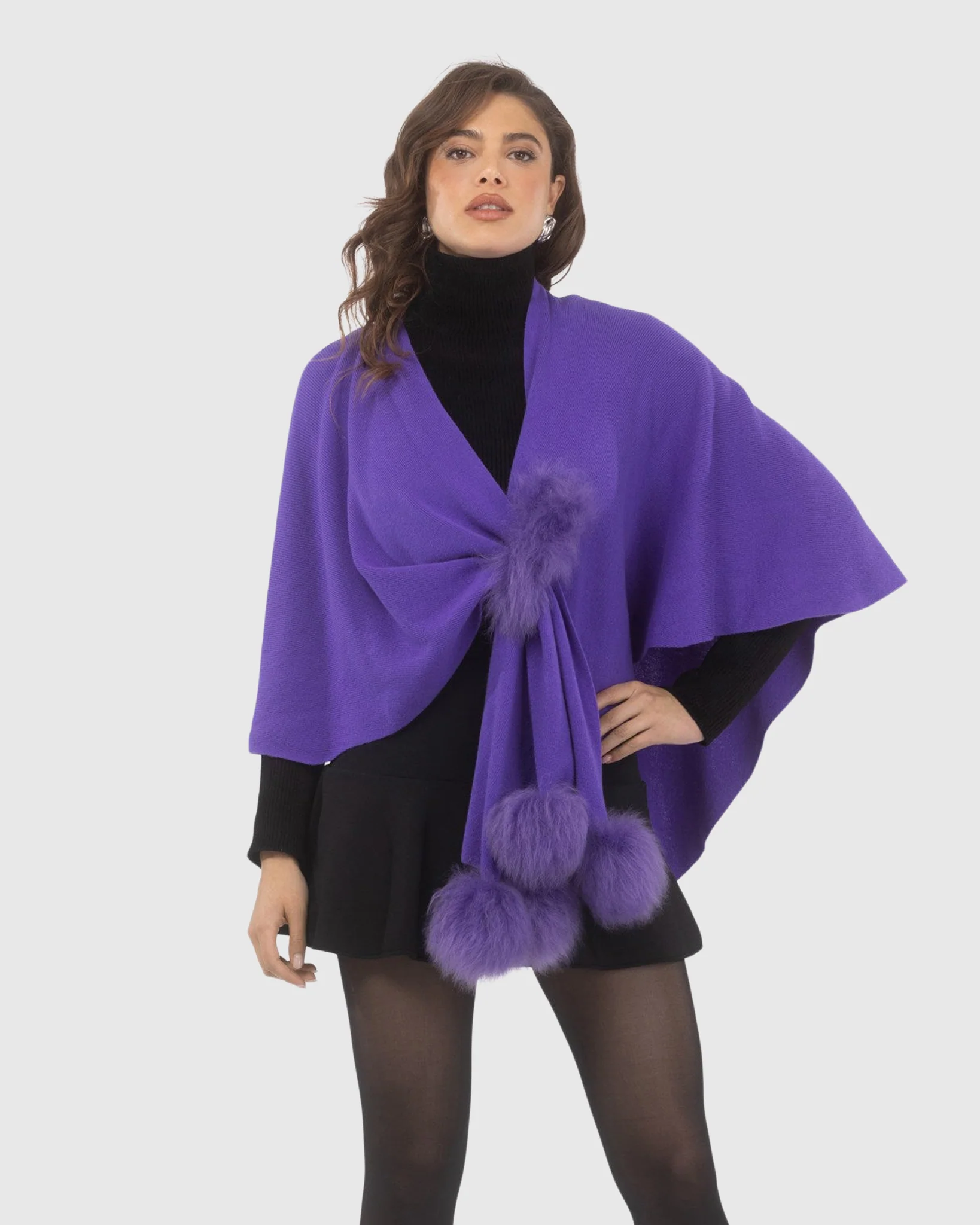 Select Wool Capelet With Select Lamb Poms - Image 74