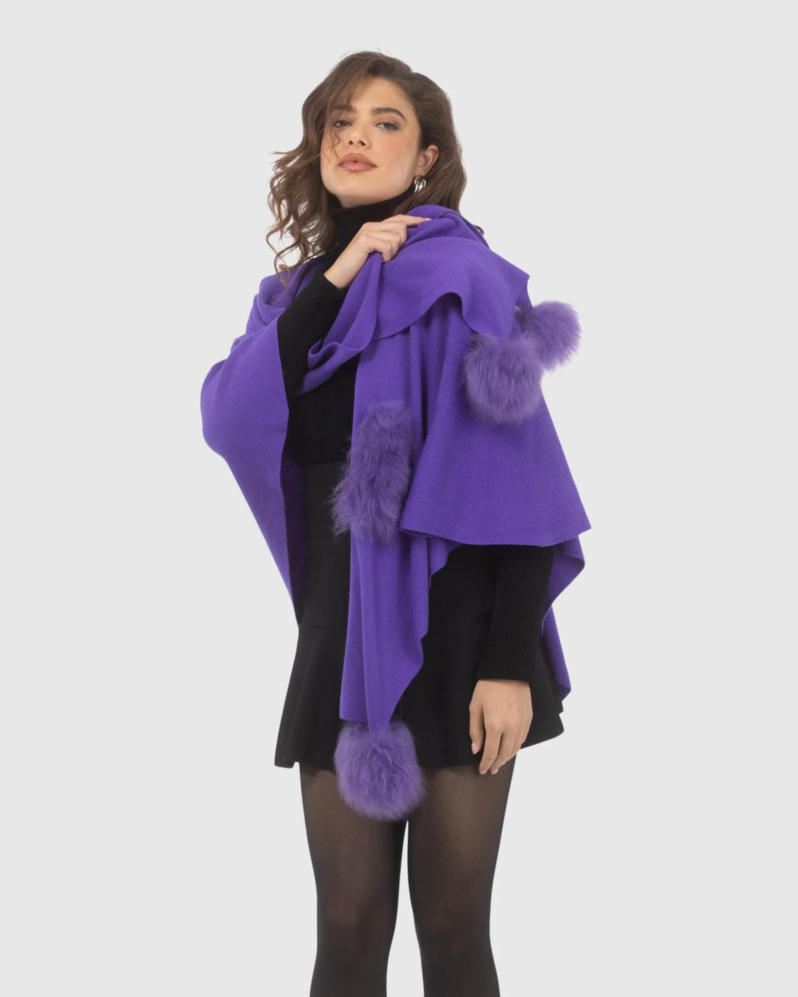 Select Wool Capelet With Select Lamb Poms - Image 75