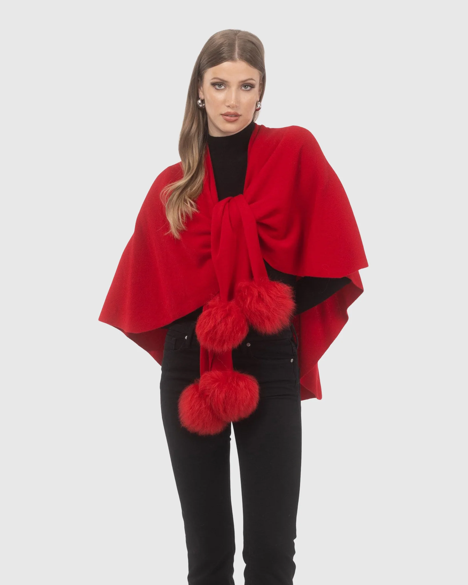 Select Wool Capelet With Select Lamb Poms - Image 79