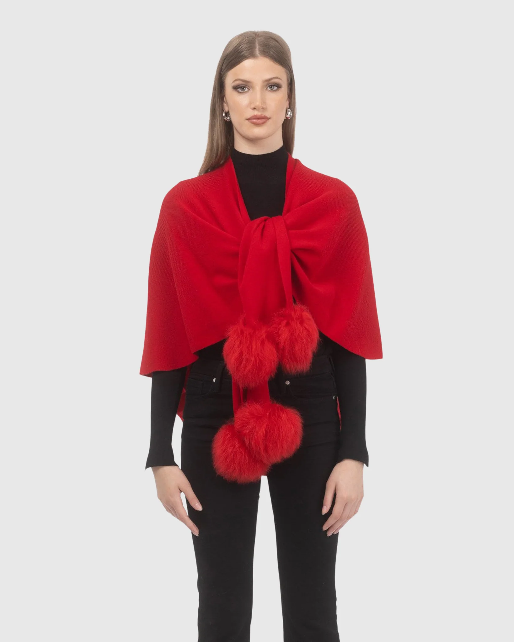 Select Wool Capelet With Select Lamb Poms - Image 80