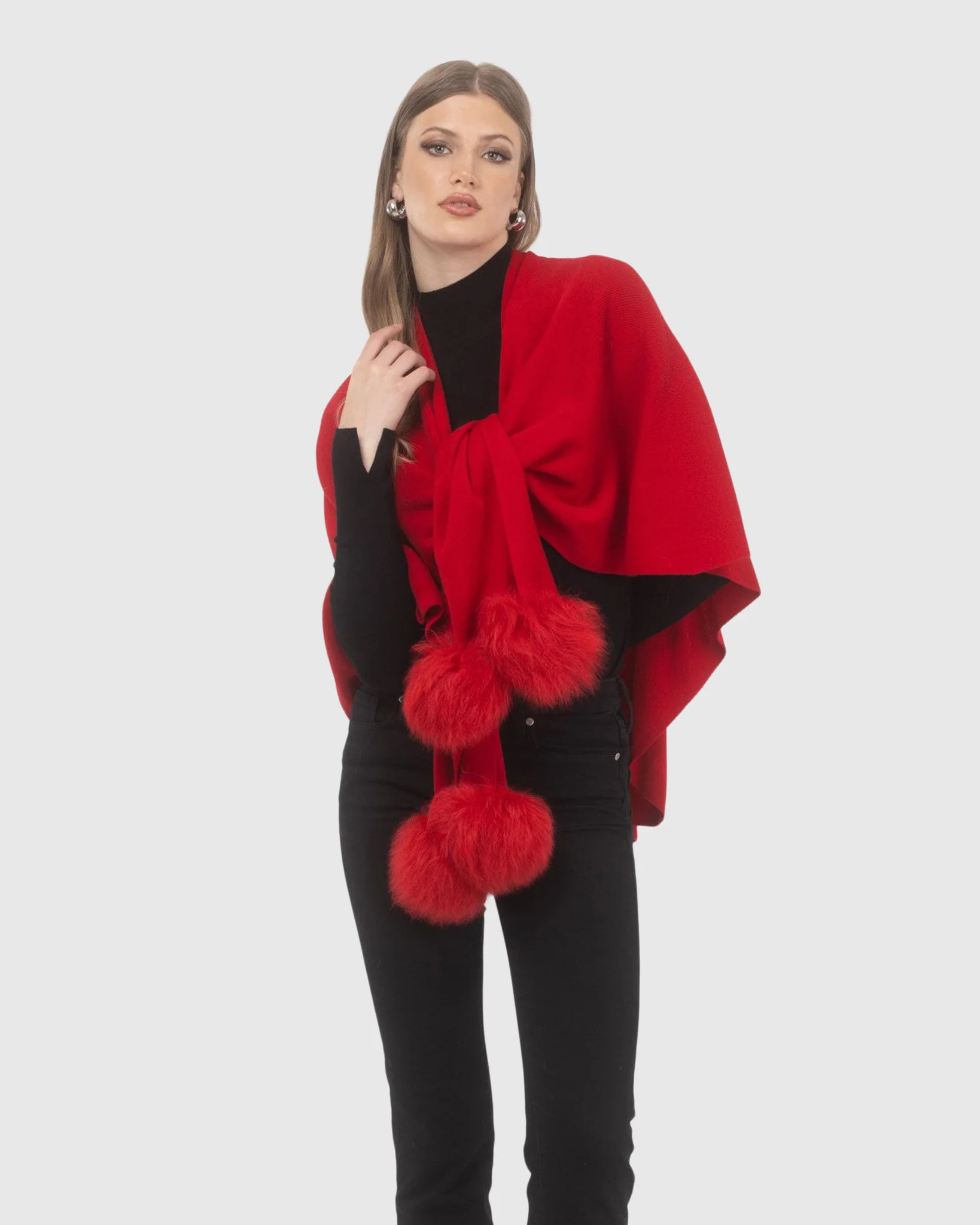 Select Wool Capelet With Select Lamb Poms - Image 81