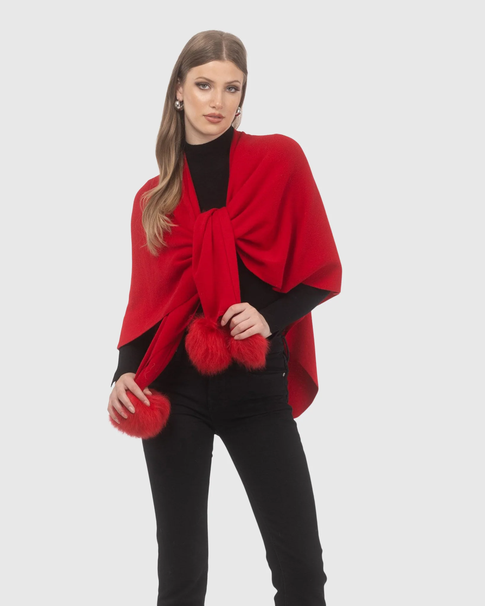Select Wool Capelet With Select Lamb Poms - Image 82