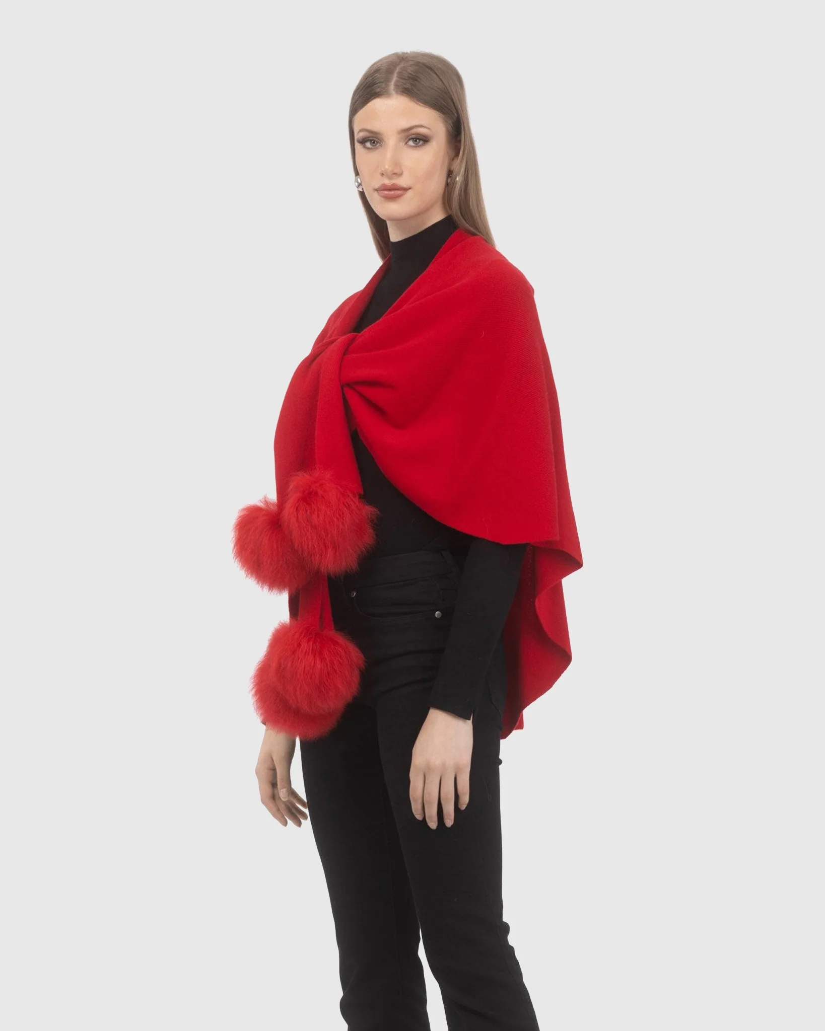 Select Wool Capelet With Select Lamb Poms - Image 83