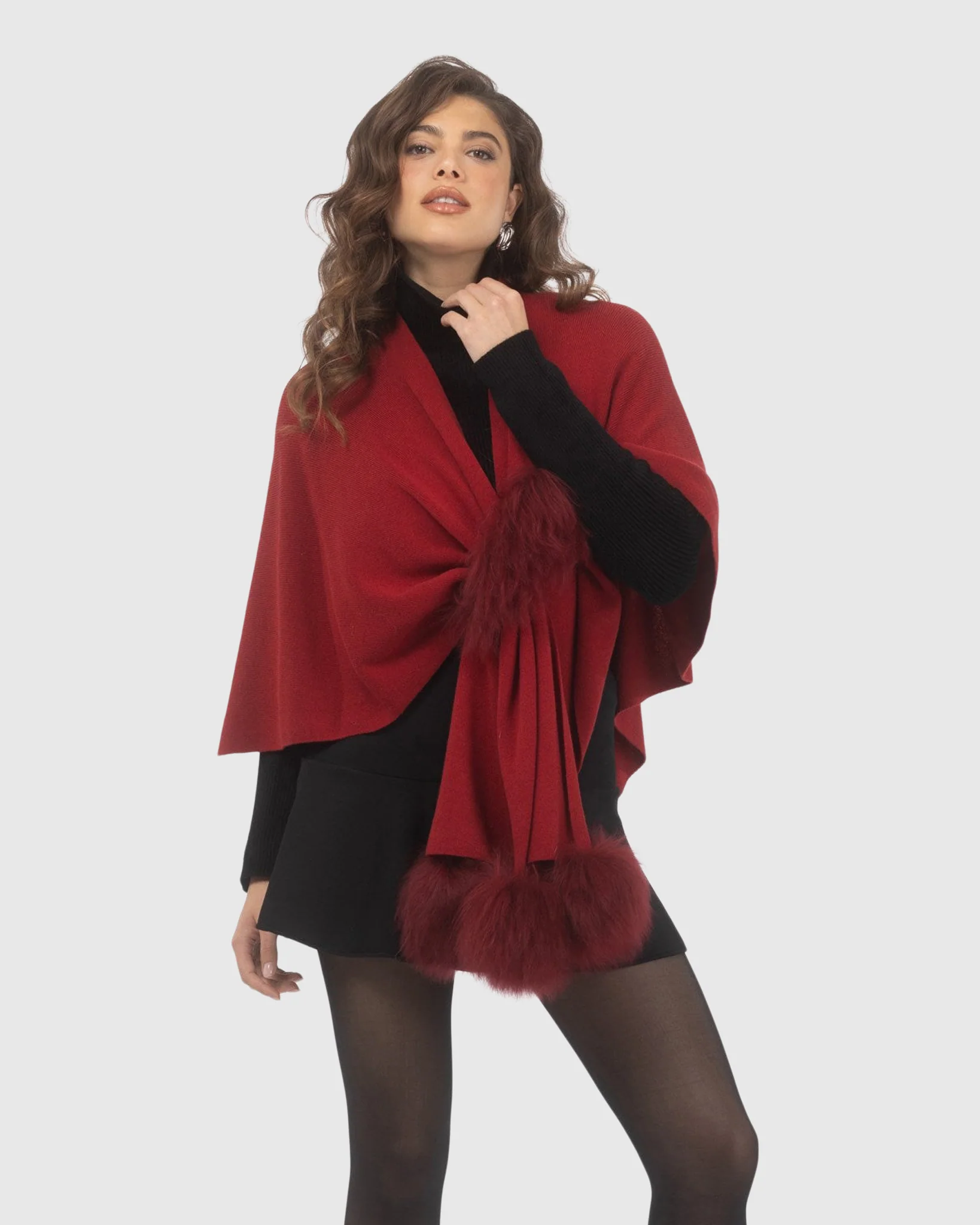 Select Wool Capelet With Select Lamb Poms - Image 87