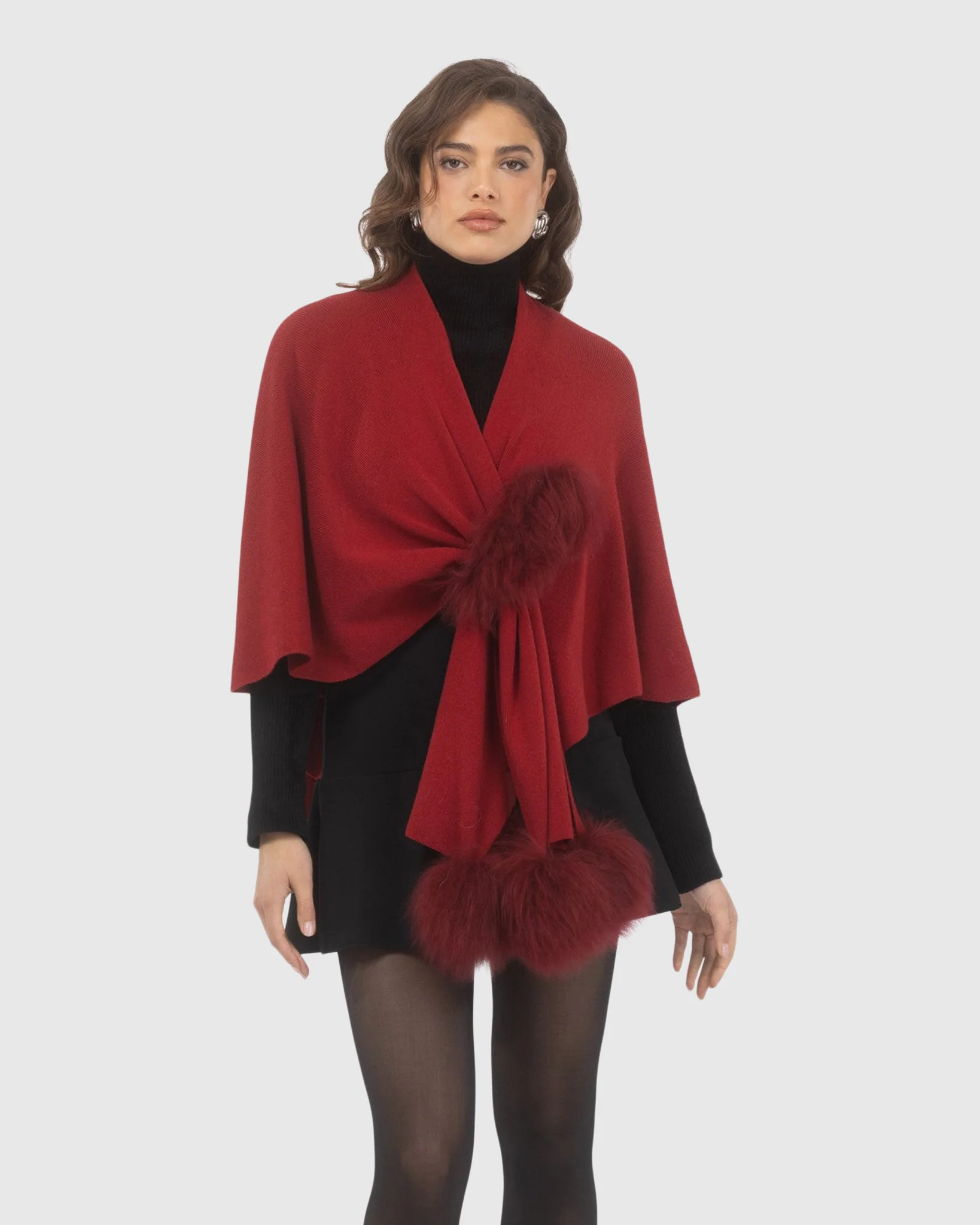 Select Wool Capelet With Select Lamb Poms - Image 88