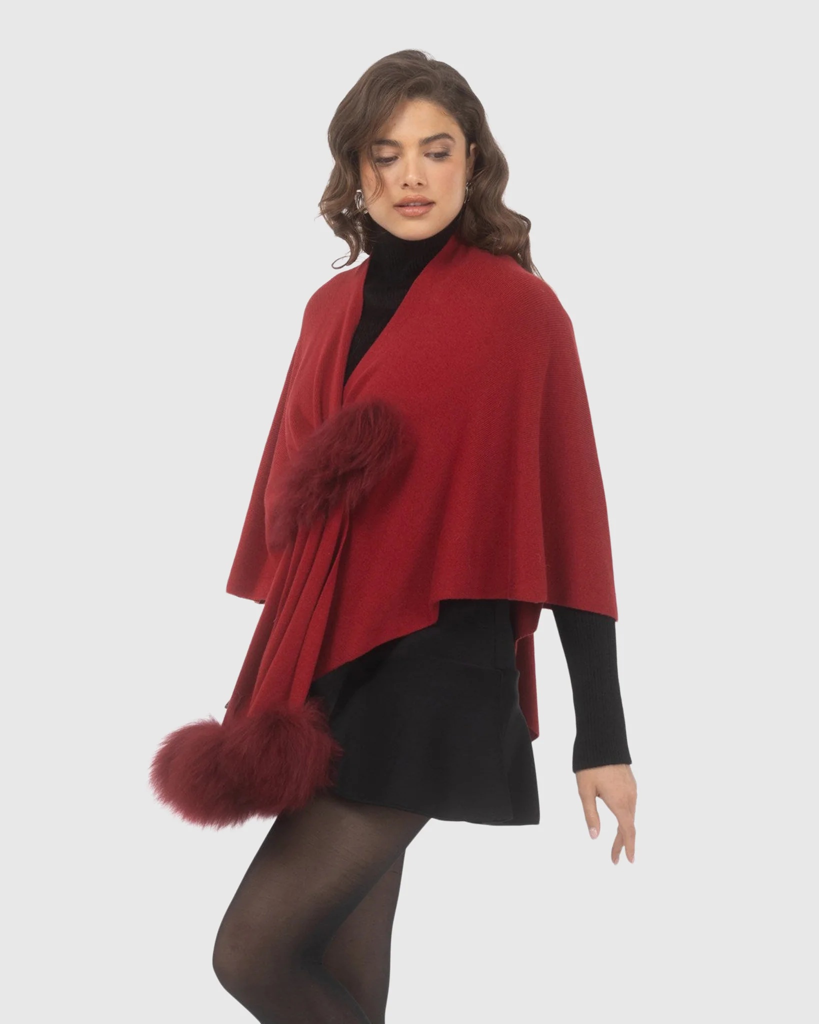 Select Wool Capelet With Select Lamb Poms - Image 90