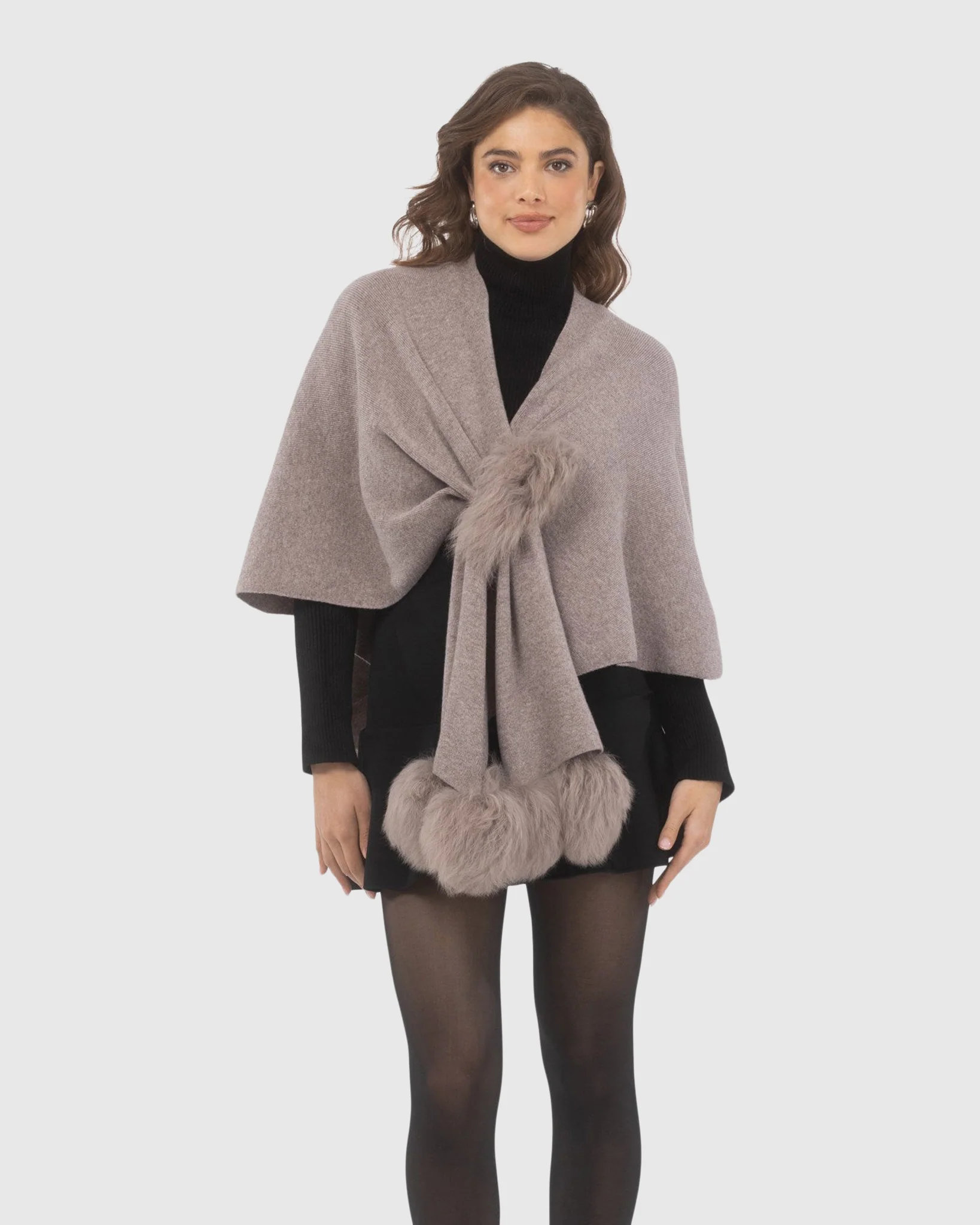 Select Wool Capelet With Select Lamb Poms - Image 93