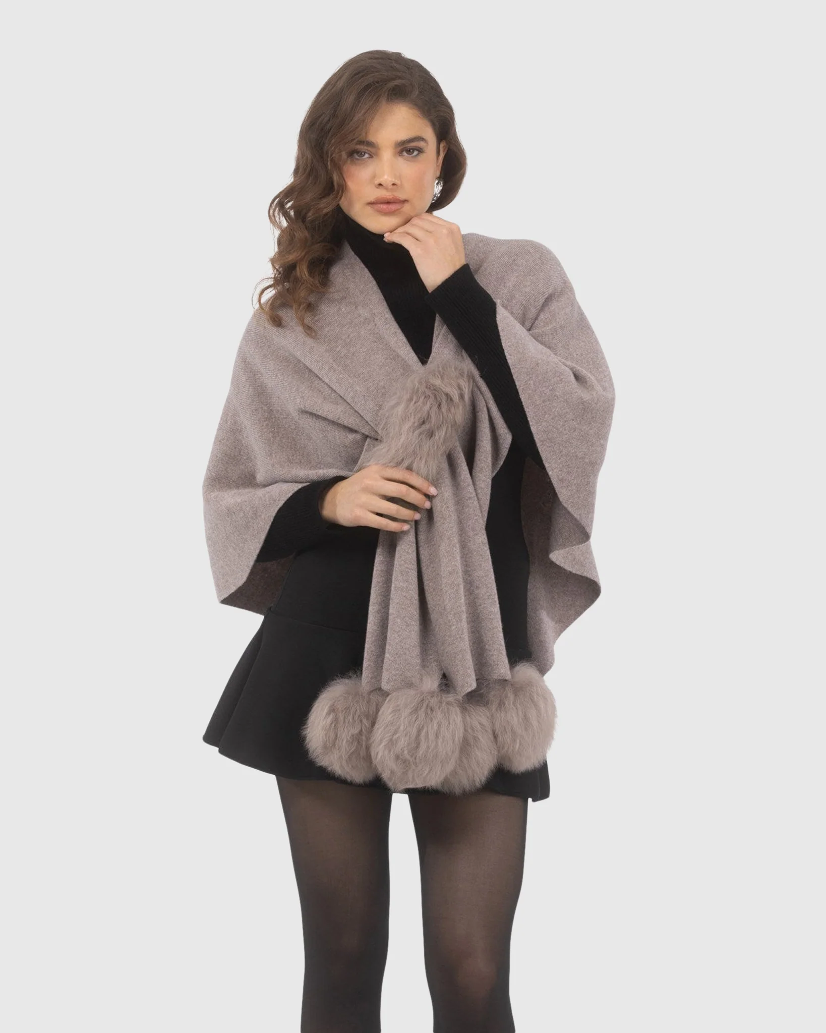 Select Wool Capelet With Select Lamb Poms - Image 94