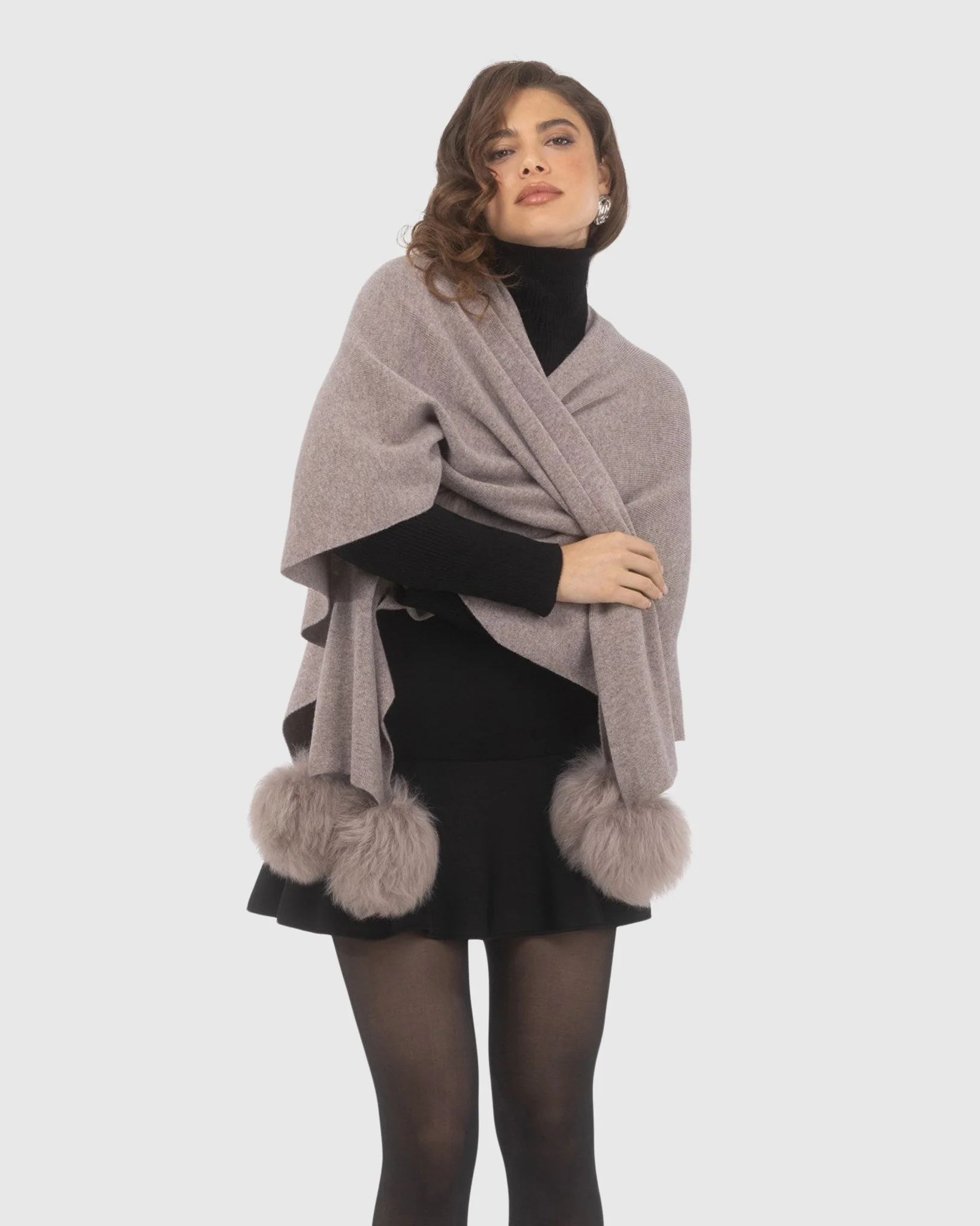 Select Wool Capelet With Select Lamb Poms - Image 95