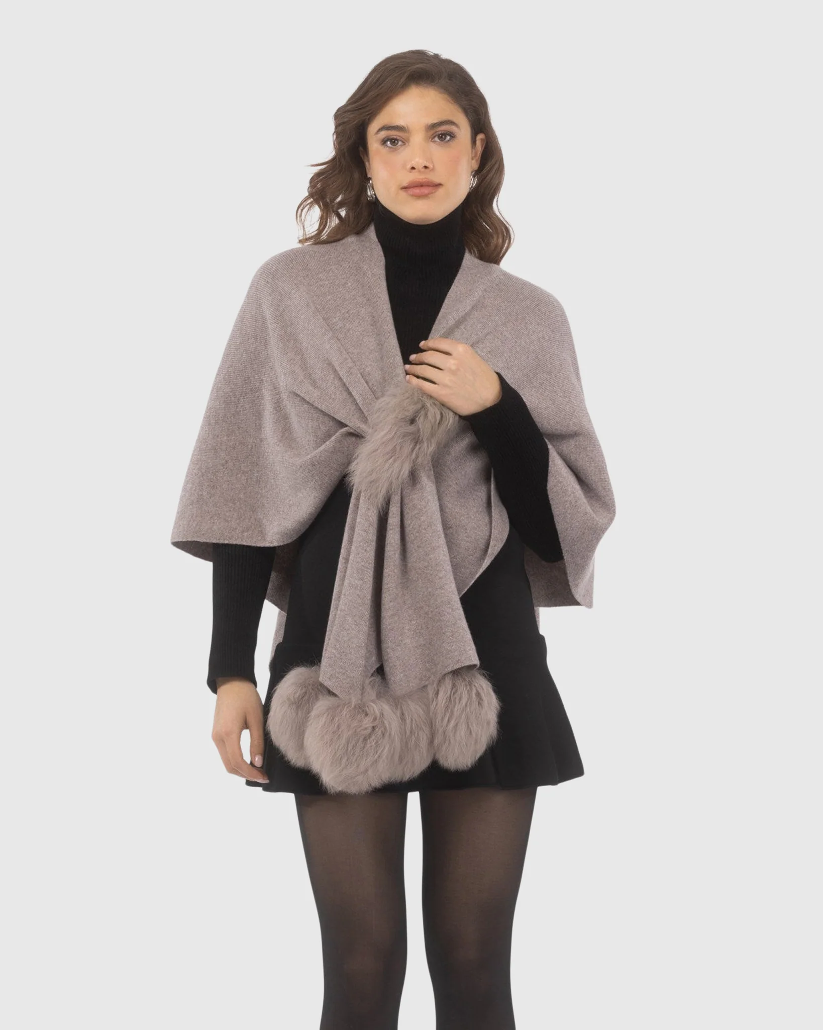 Select Wool Capelet With Select Lamb Poms - Image 96