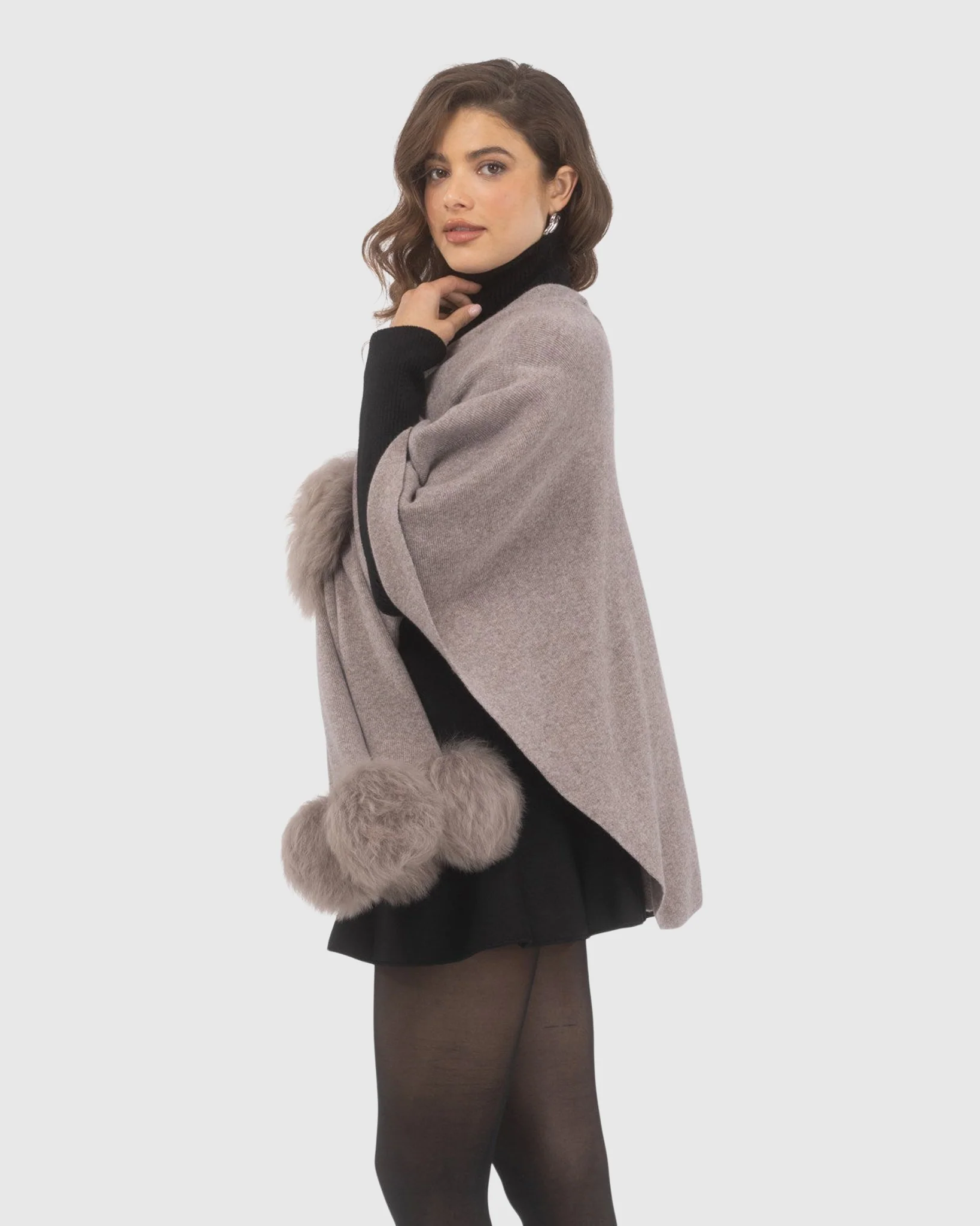 Select Wool Capelet With Select Lamb Poms - Image 97