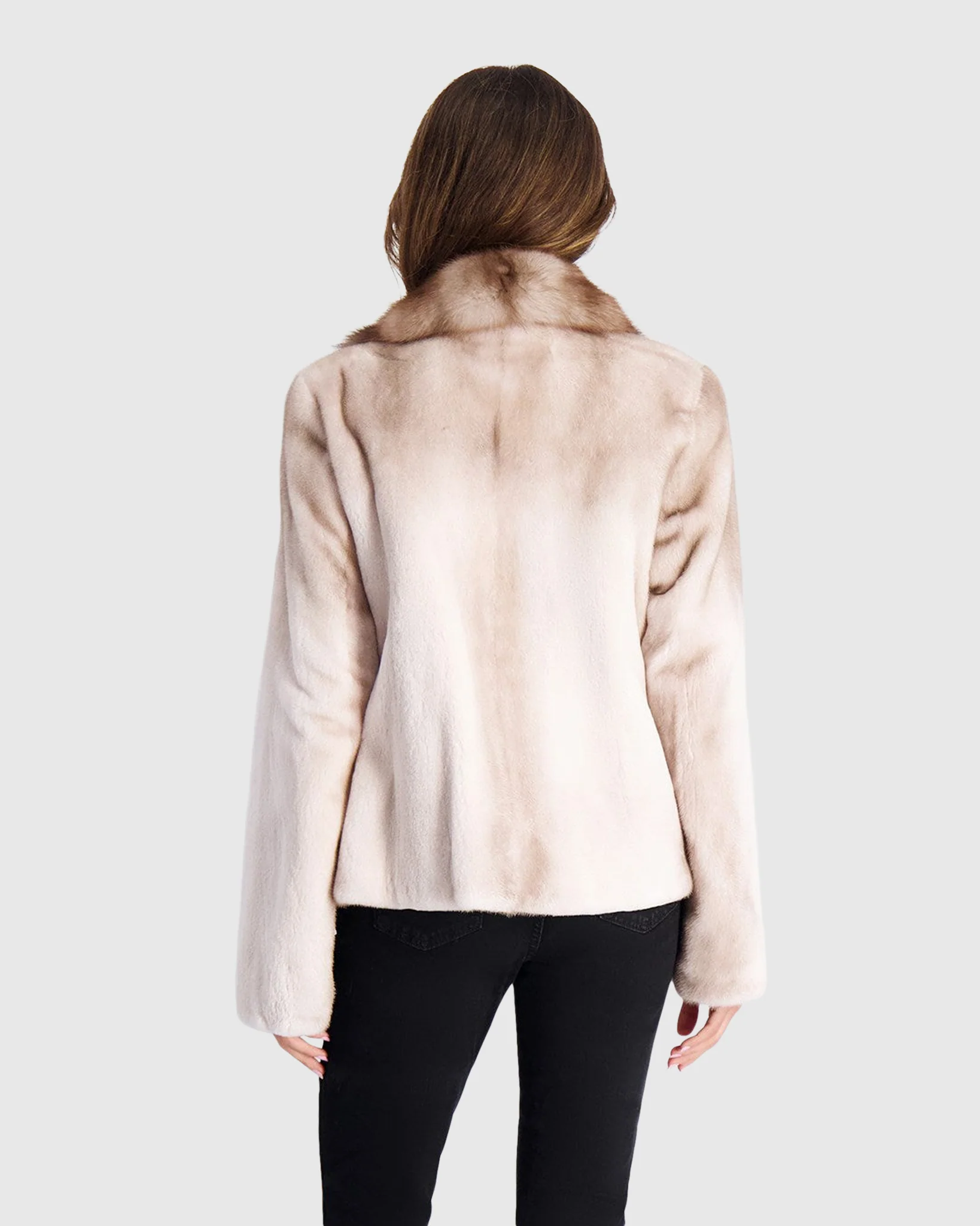 Semi Sheared Mink Jacket With Stone Marten Collar & Trim - Image 4