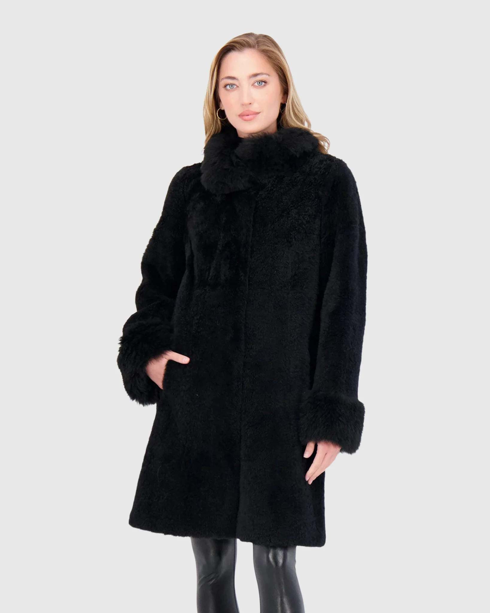 SHEARED CASHMERE GOAT JACKET WITH CASHMERE GOAT COLLAR & CUFFS