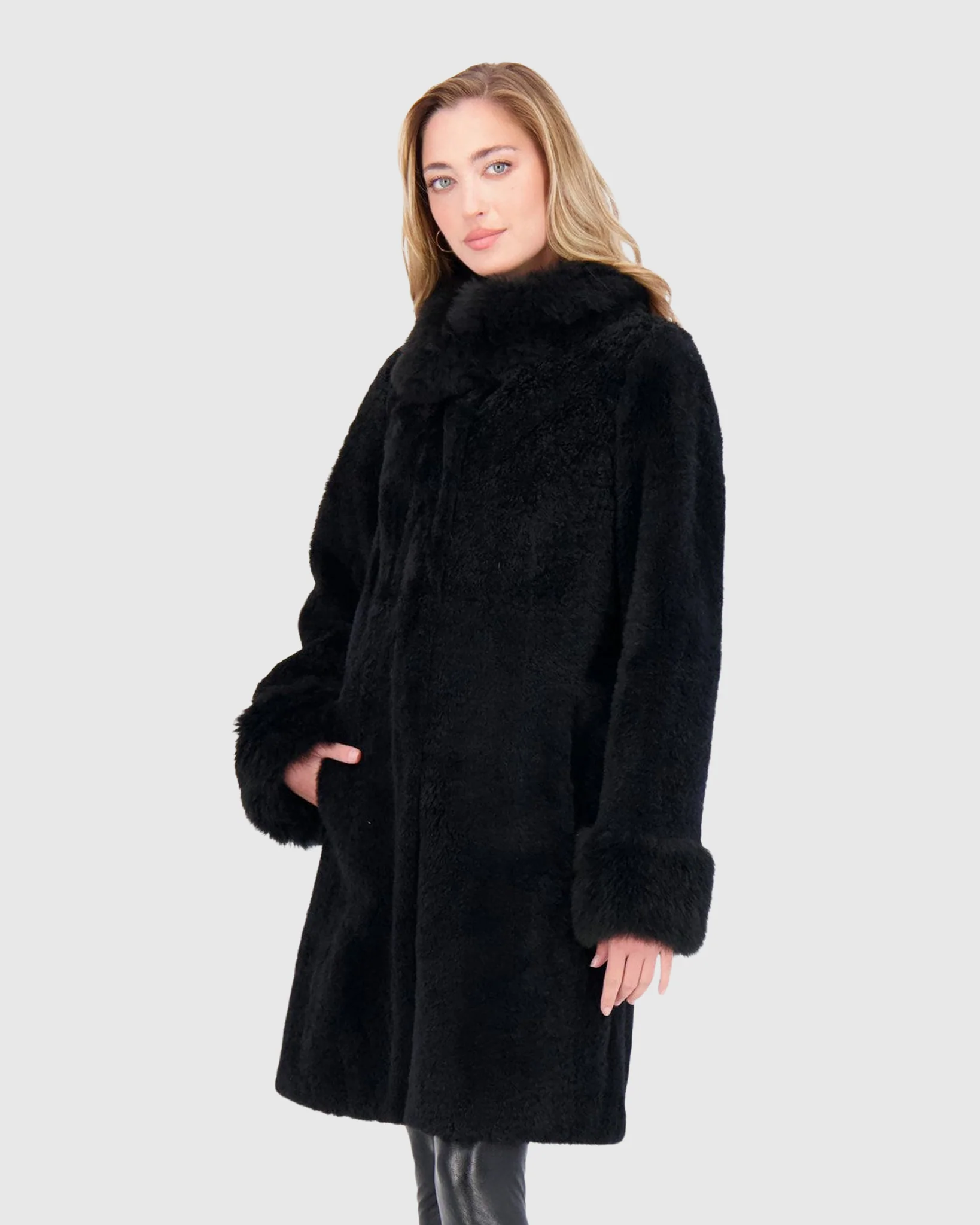 SHEARED CASHMERE GOAT JACKET WITH CASHMERE GOAT COLLAR & CUFFS - Image 2