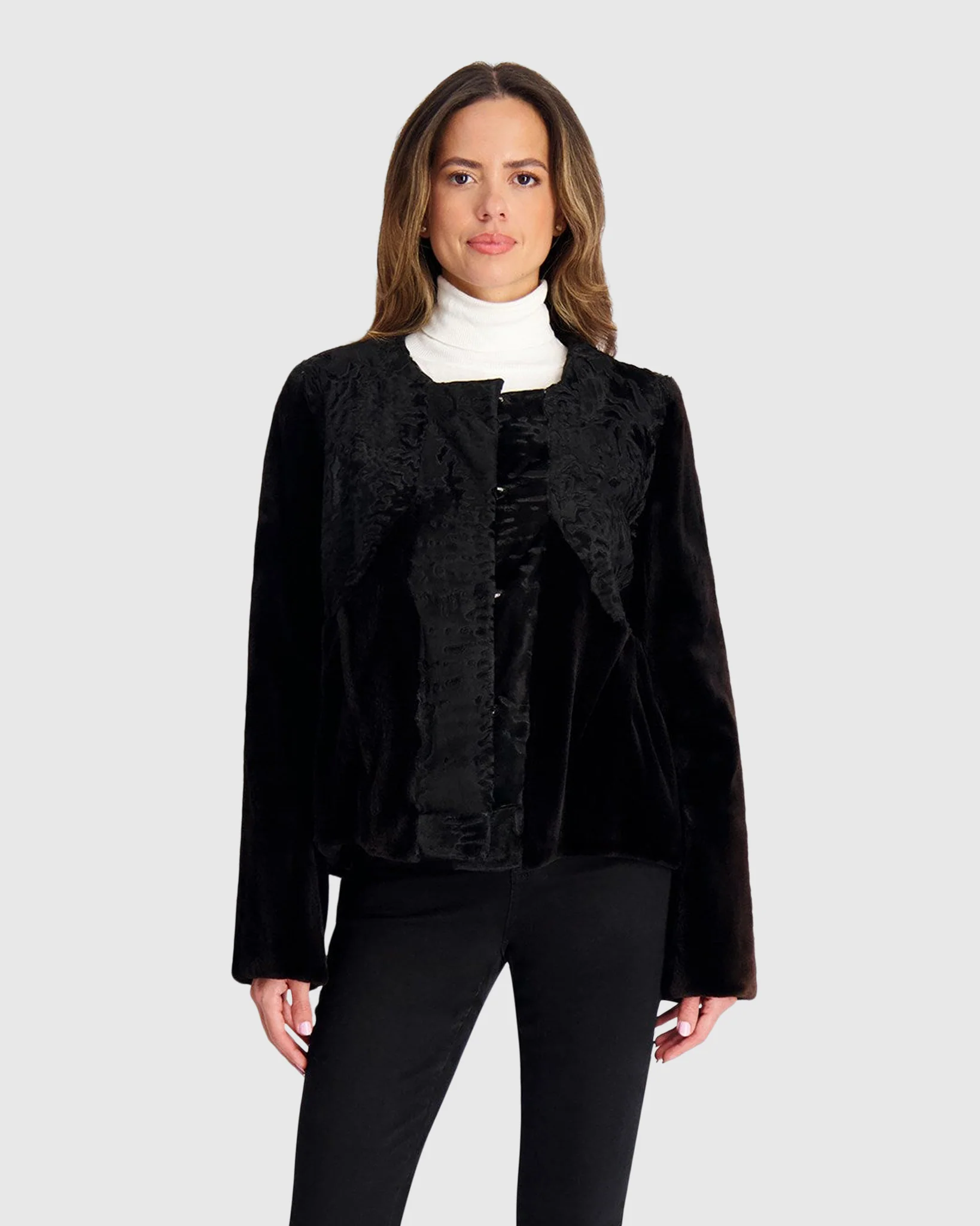 SHEARED MINK JACKET WITH LAMB TRIM