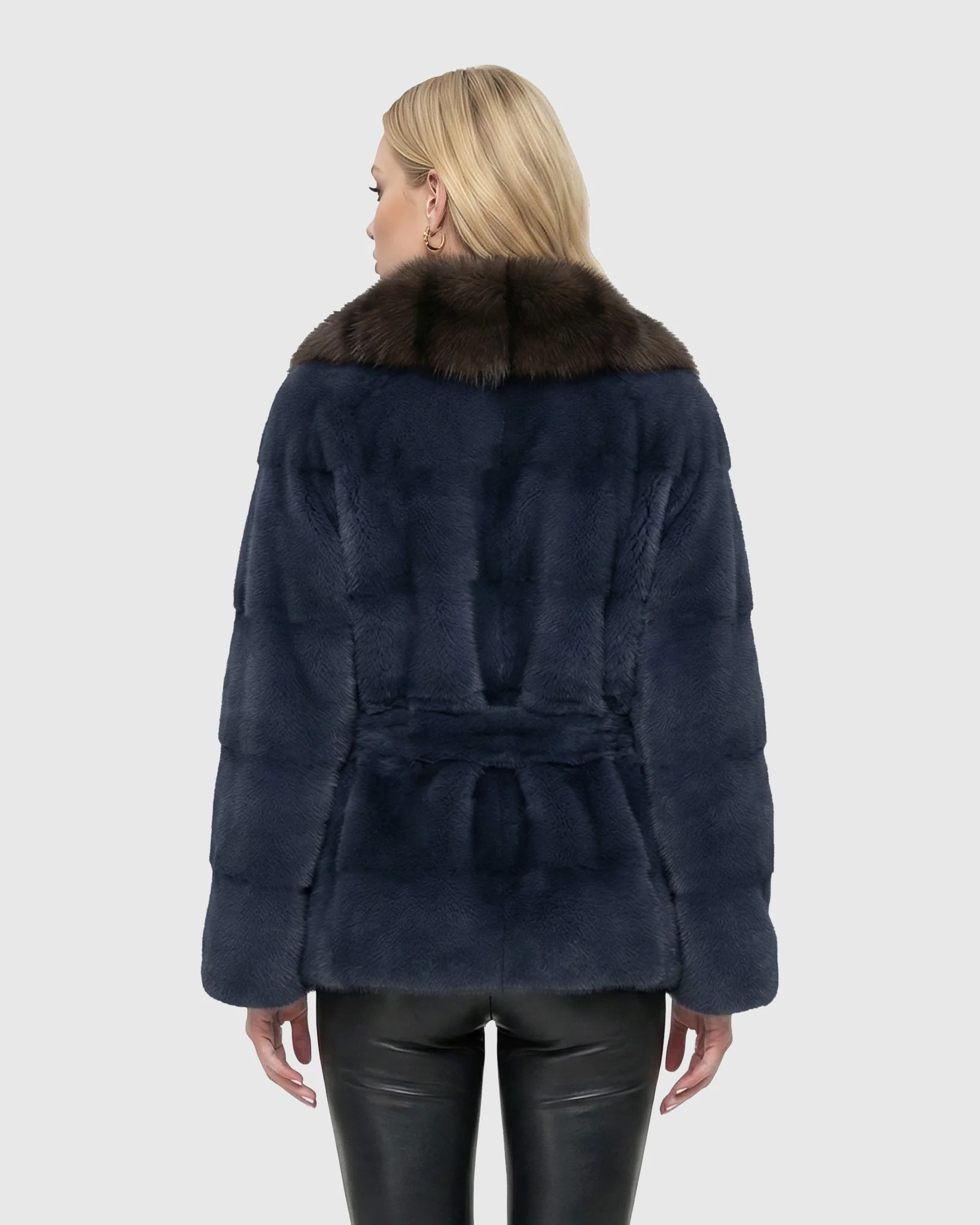 Sheared Mink Jacket With Sable Collar And Belt - Image 3