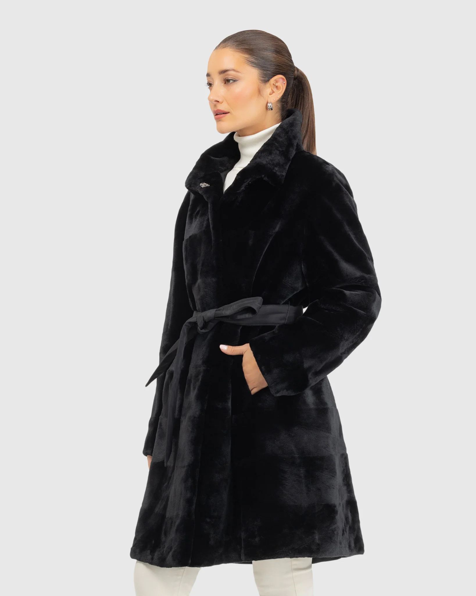 Sheared Mink Stroller Reversible To Silk - Image 5