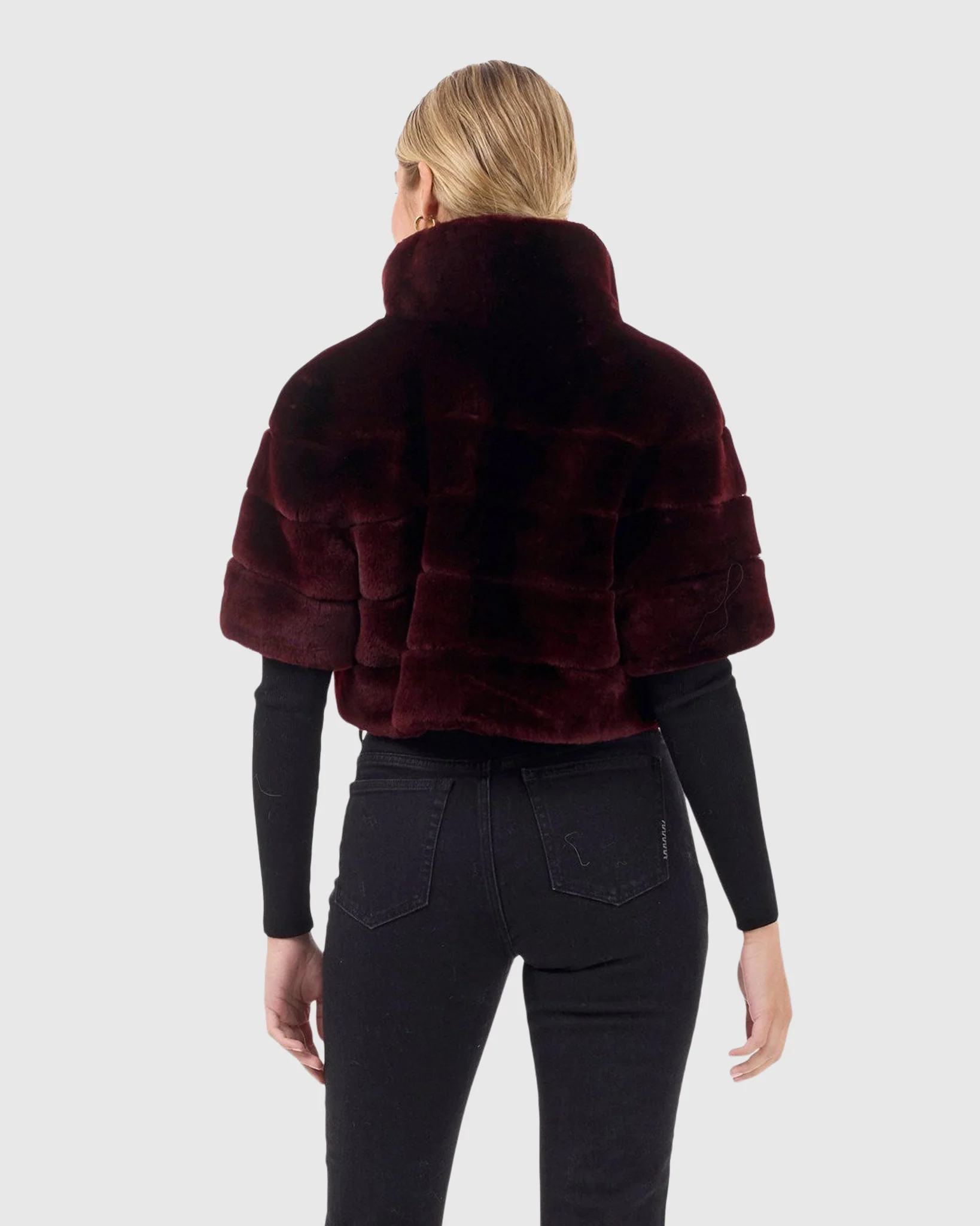 SHEARLING LAMB BOLERO WITH CROPPED SLEEVES - Image 4
