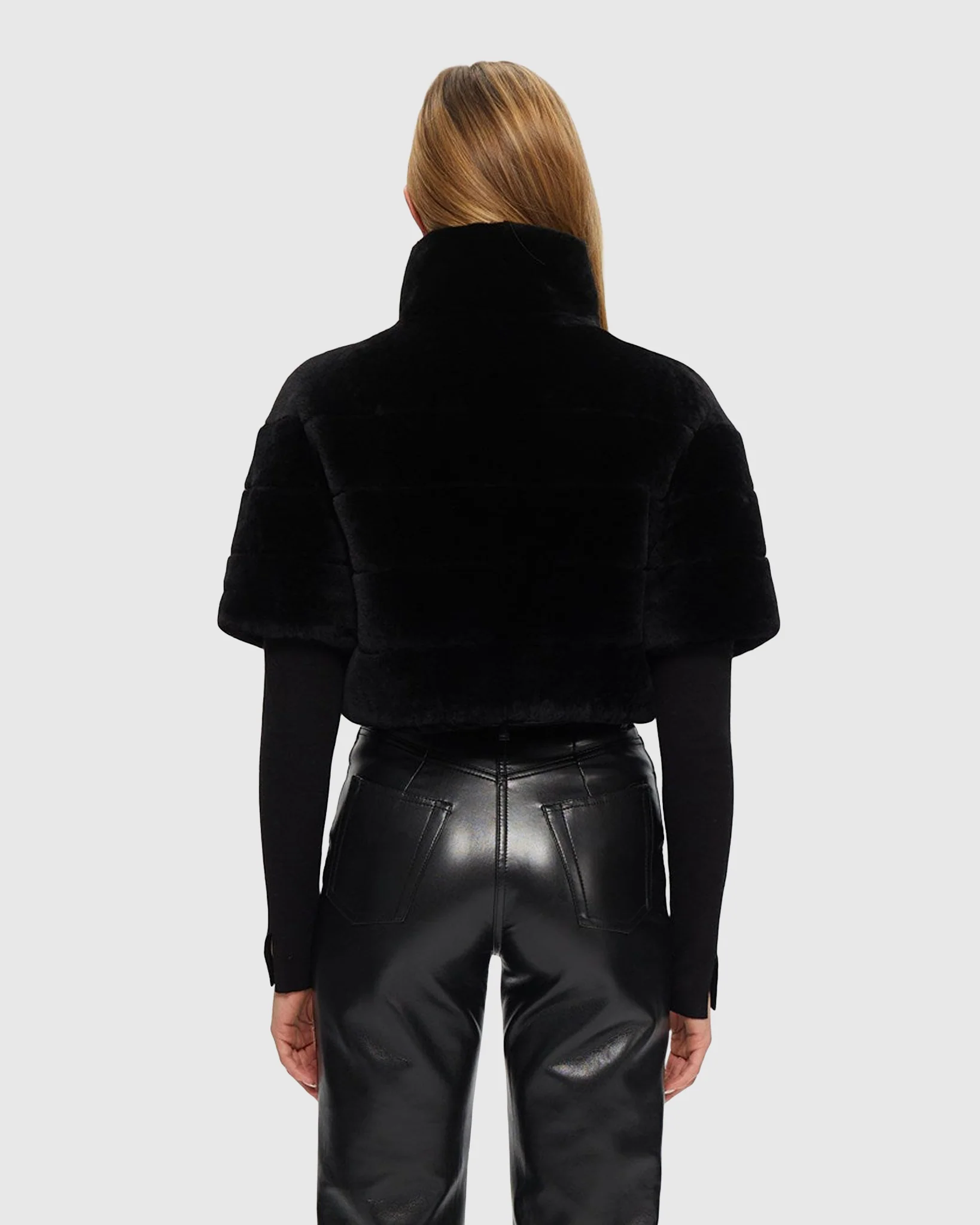 SHEARLING LAMB BOLERO WITH CROPPED SLEEVES - Image 8