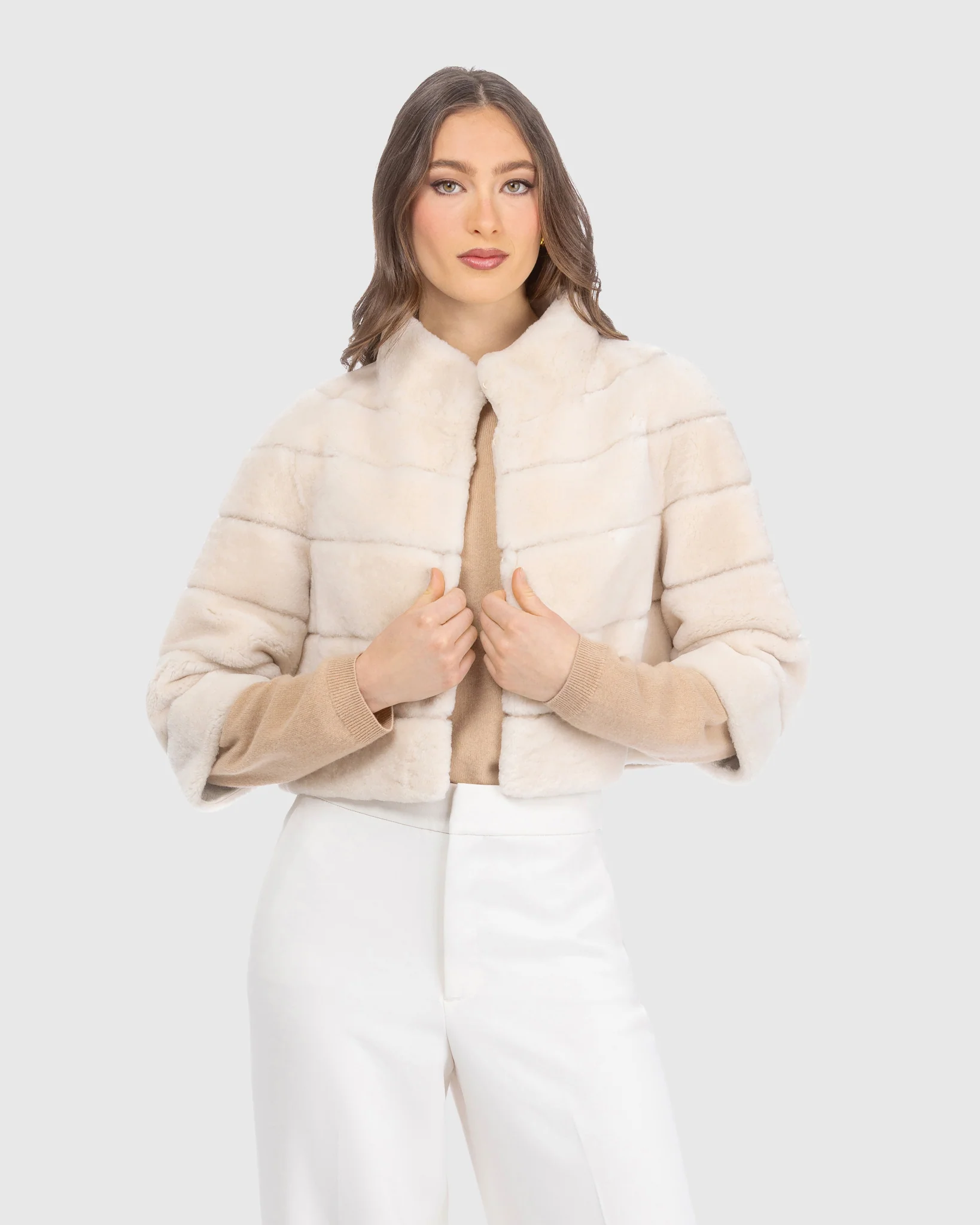 SELECT SHEARLING LAMB BOLERO WITH CROPPED SLEEVES - Image 11