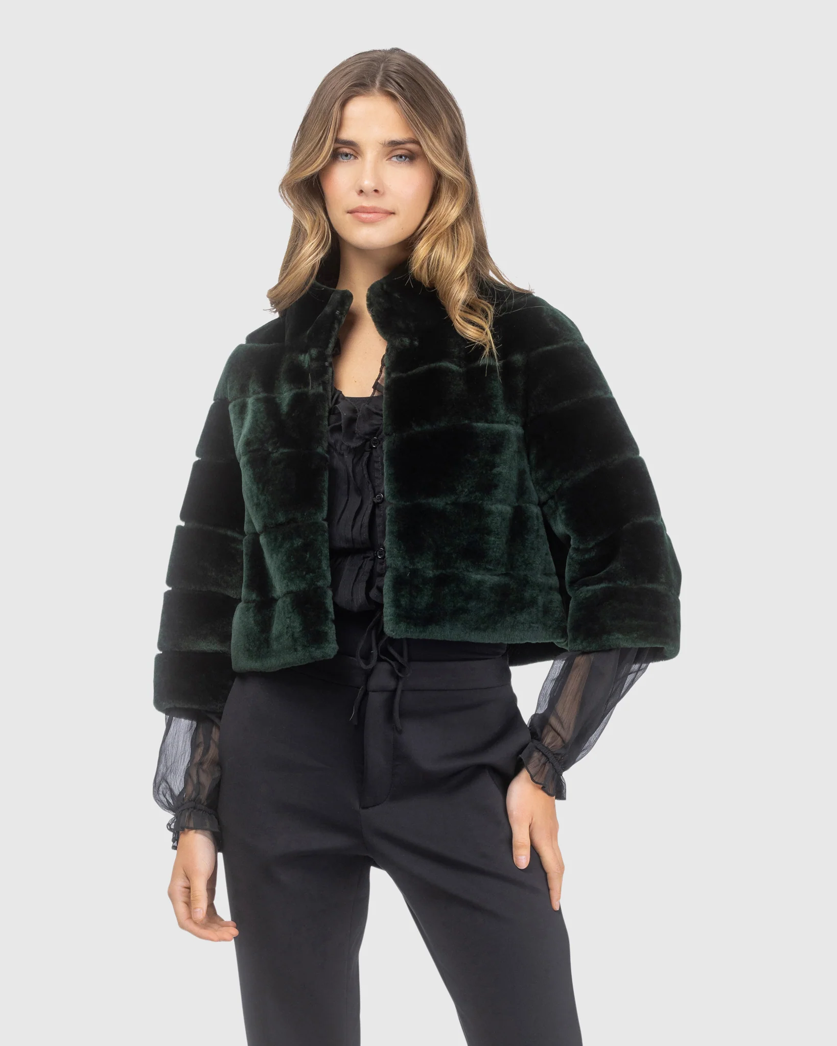 SELECT SHEARLING LAMB BOLERO WITH CROPPED SLEEVES - Image 12