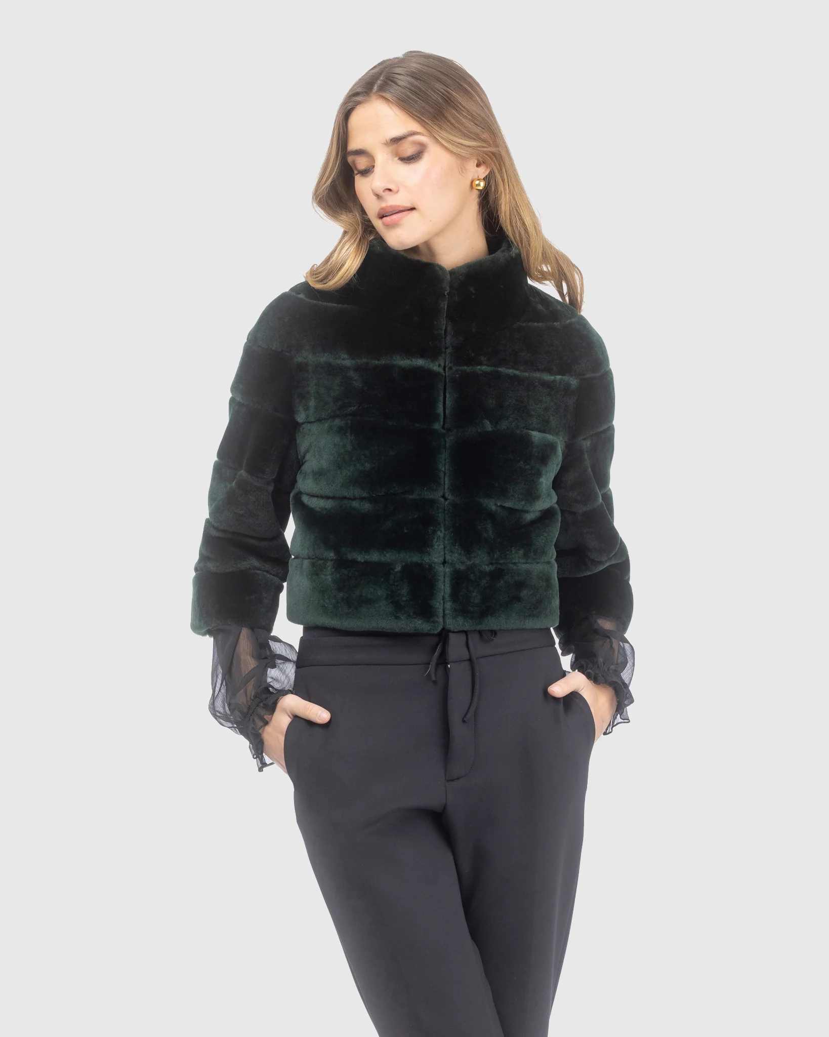 SELECT SHEARLING LAMB BOLERO WITH CROPPED SLEEVES - Image 14