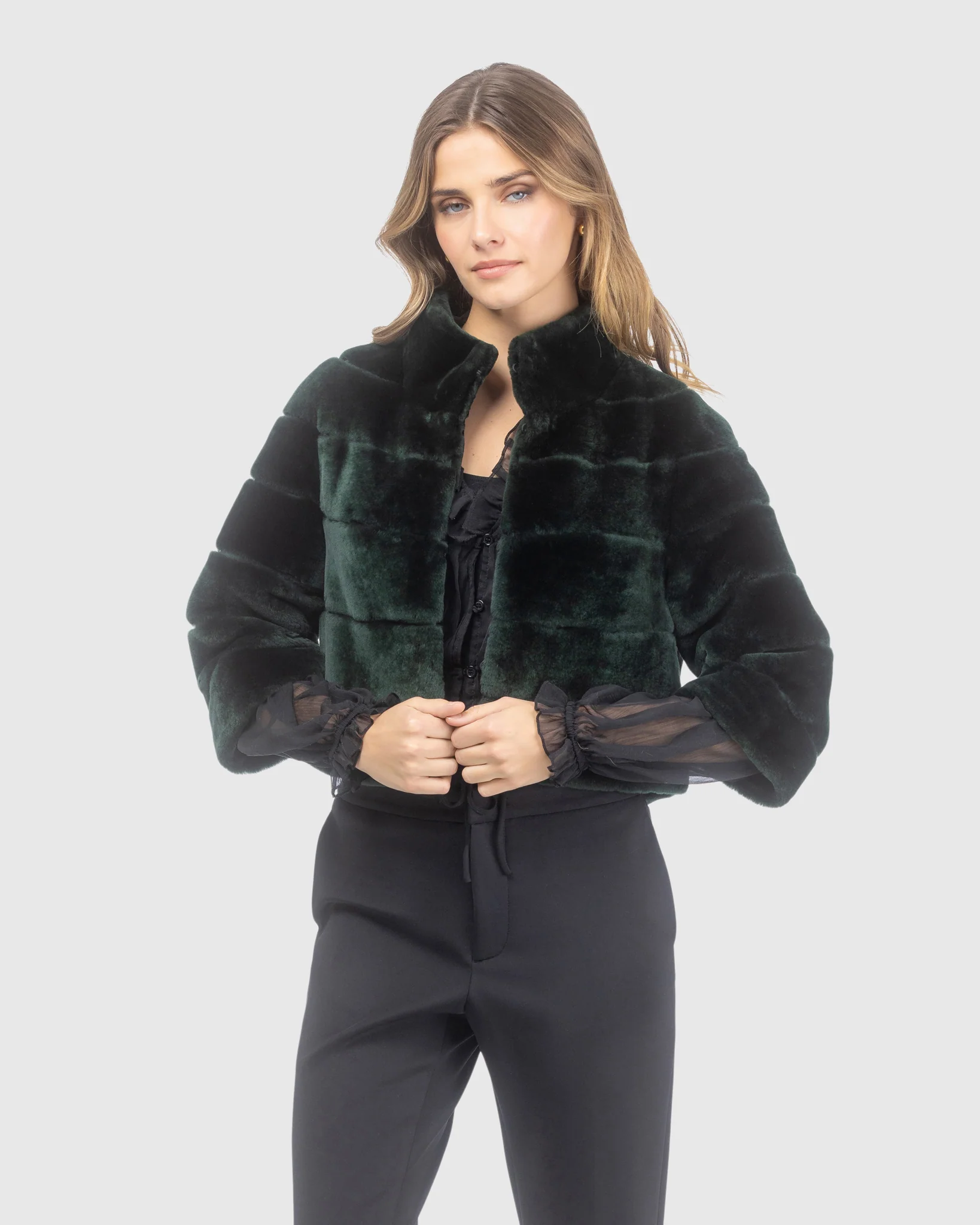 SELECT SHEARLING LAMB BOLERO WITH CROPPED SLEEVES - Image 17